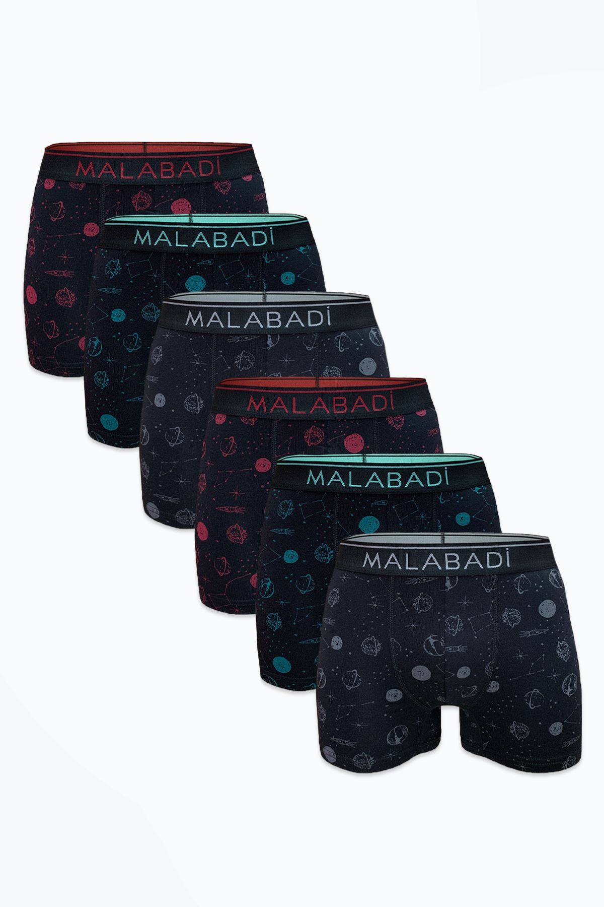 Malabadi Erkek Siyah Desenli 6 lı Premium Collection Modal Boxer 6M252 