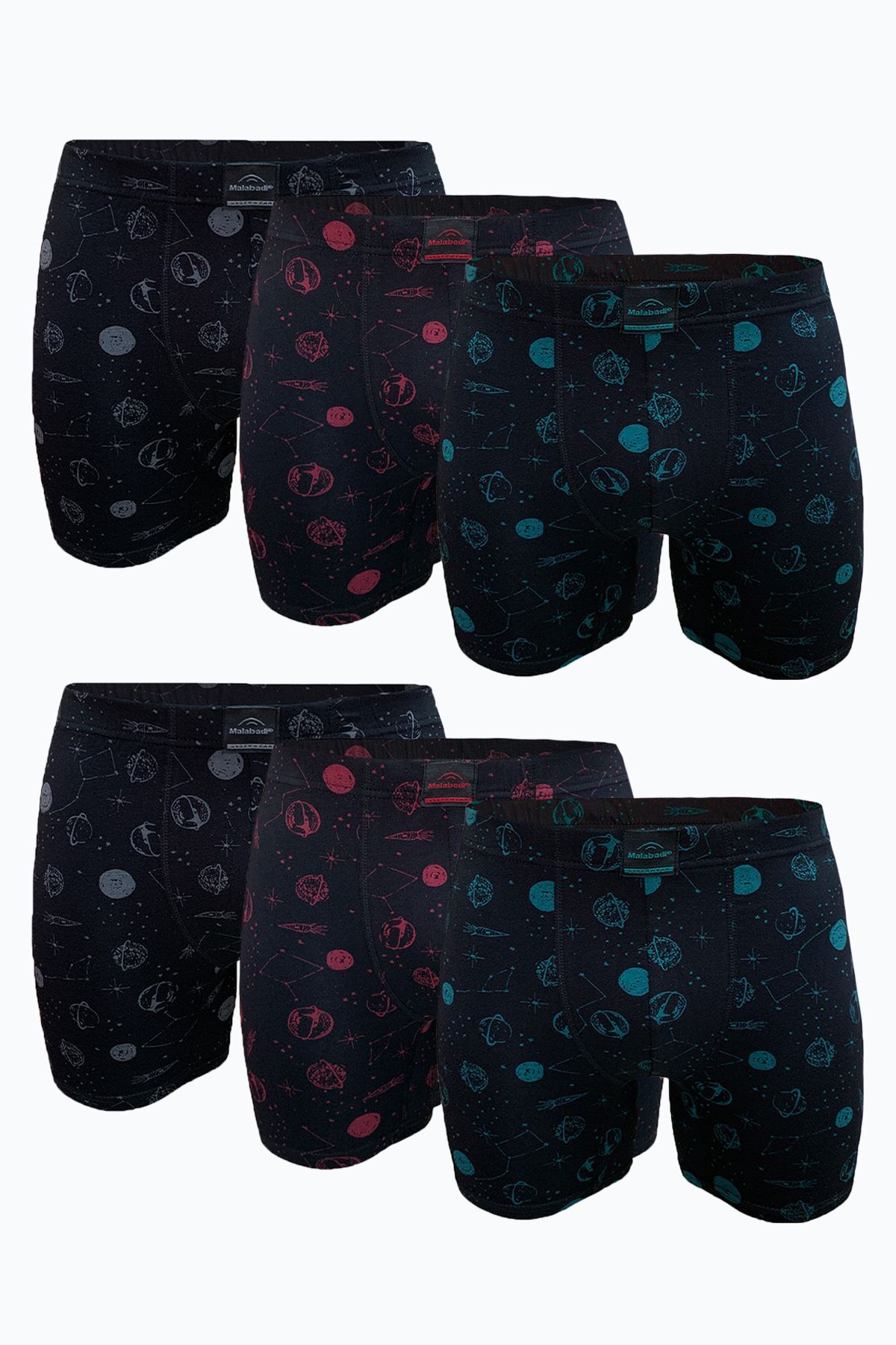 Malabadi Erkek Siyah Desenli 6 lı Premium Collection Modal Uzun Boxer 6M250 