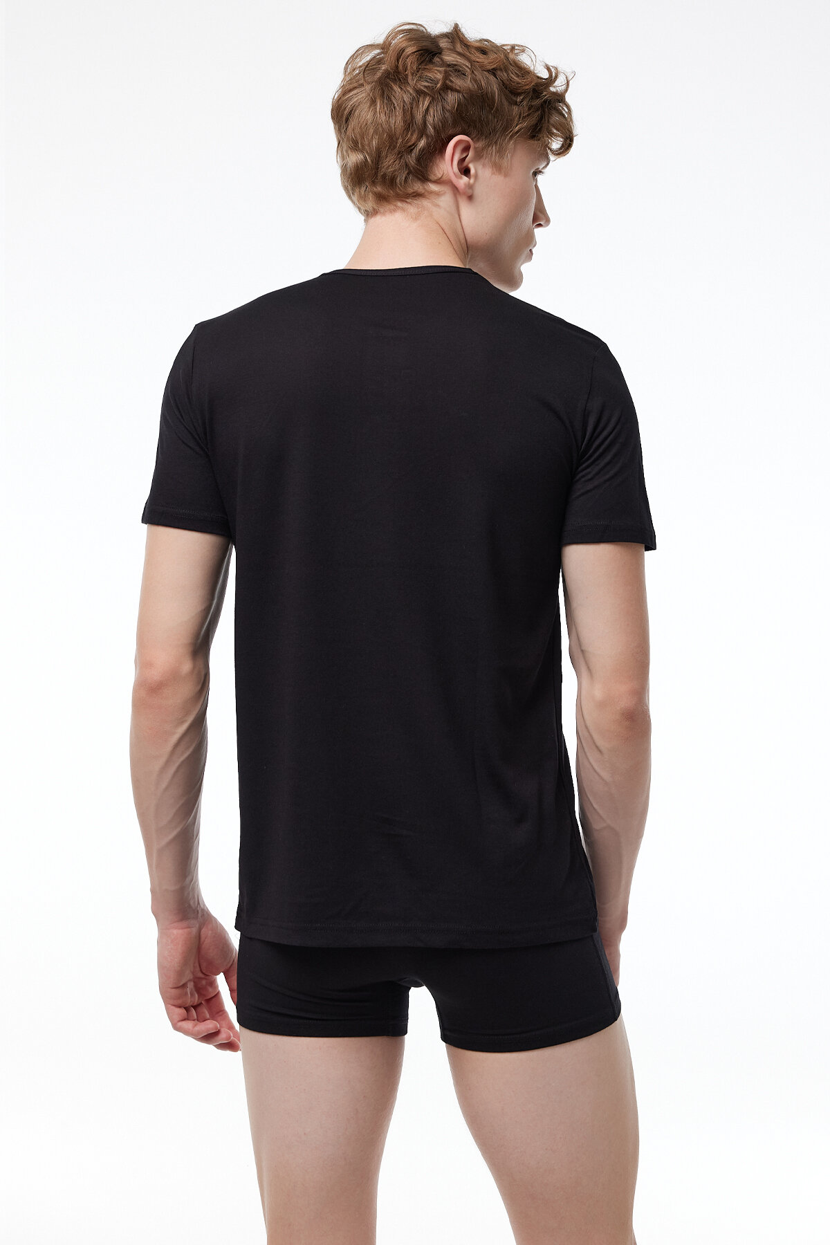 Malabadi Erkek Siyah Düğmeli Yaka İnce Modal Yaz Serinliği T-shirt 083 - 4