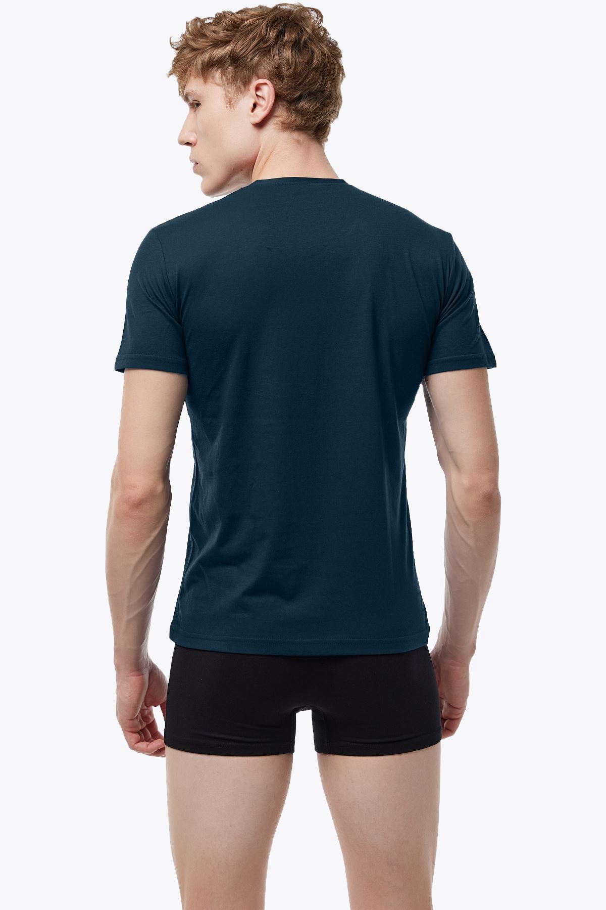 Malabadi Erkek Siyah Füme 2 li V Yaka Modal İnce Yaz Serinliği Tişört 2M085 - 7