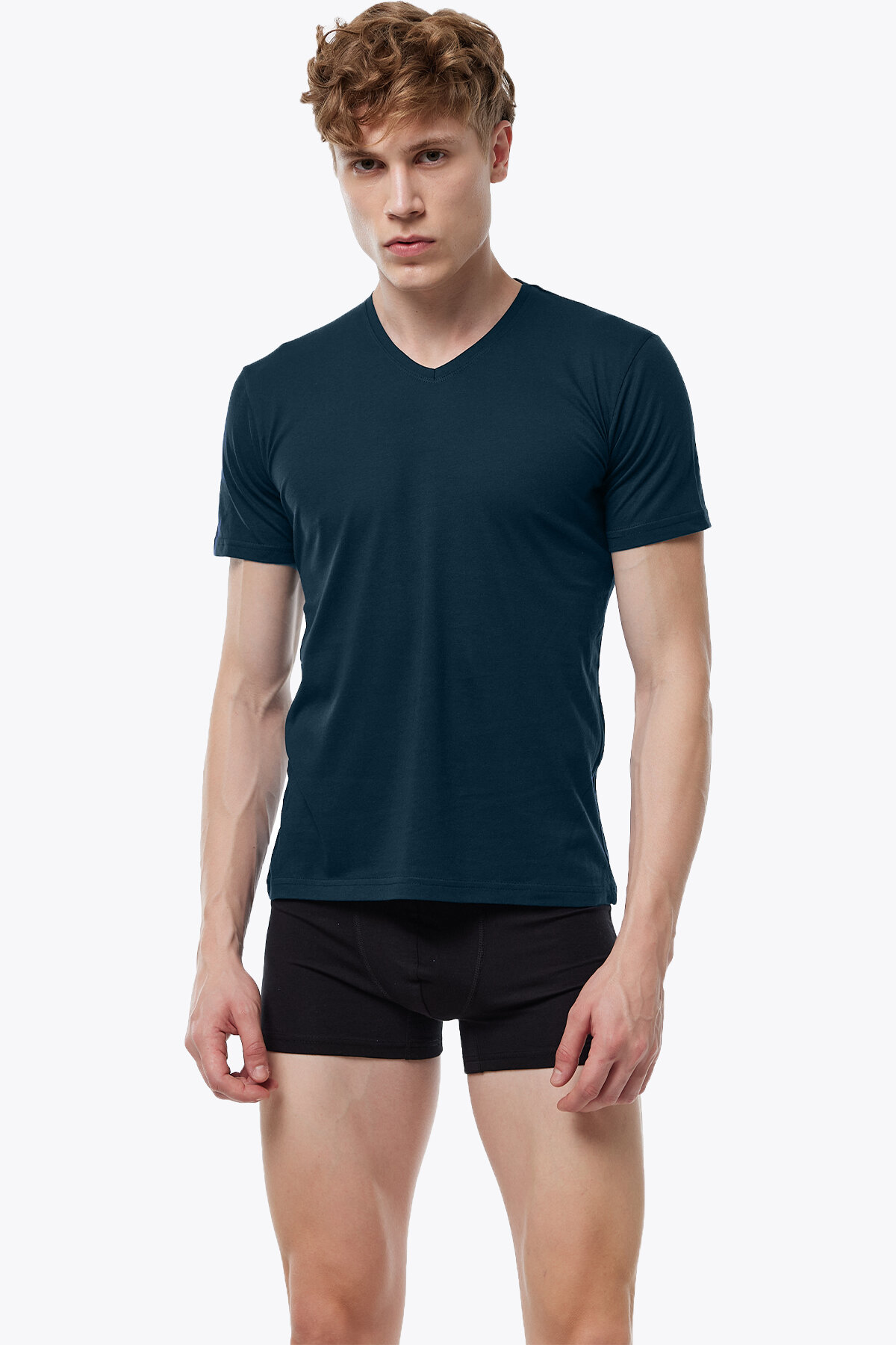 Malabadi Erkek Siyah Füme 2 li V Yaka Modal İnce Yaz Serinliği Tişört 2M085 - 6