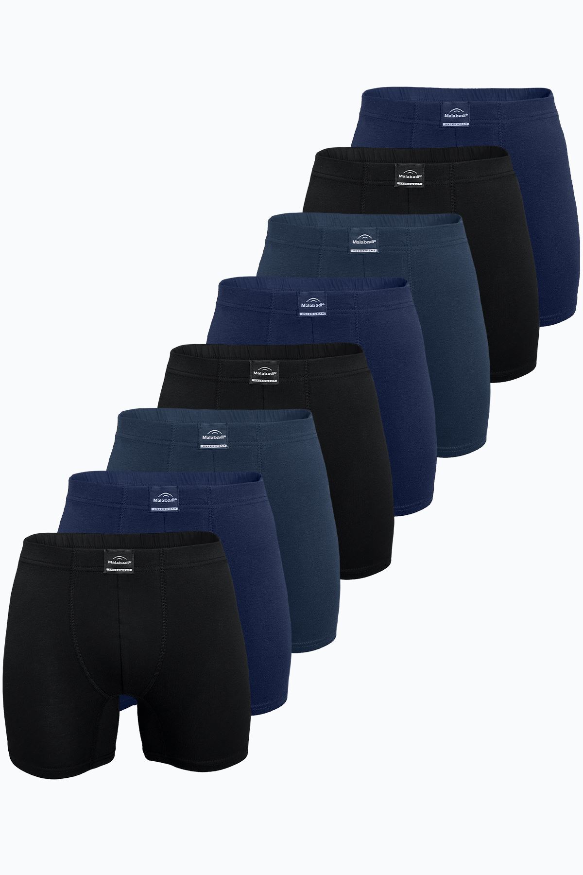 Malabadi Erkek Siyah Füme Lacivert 8 li Premium Collection Modal Uzun Boxer 8M250 