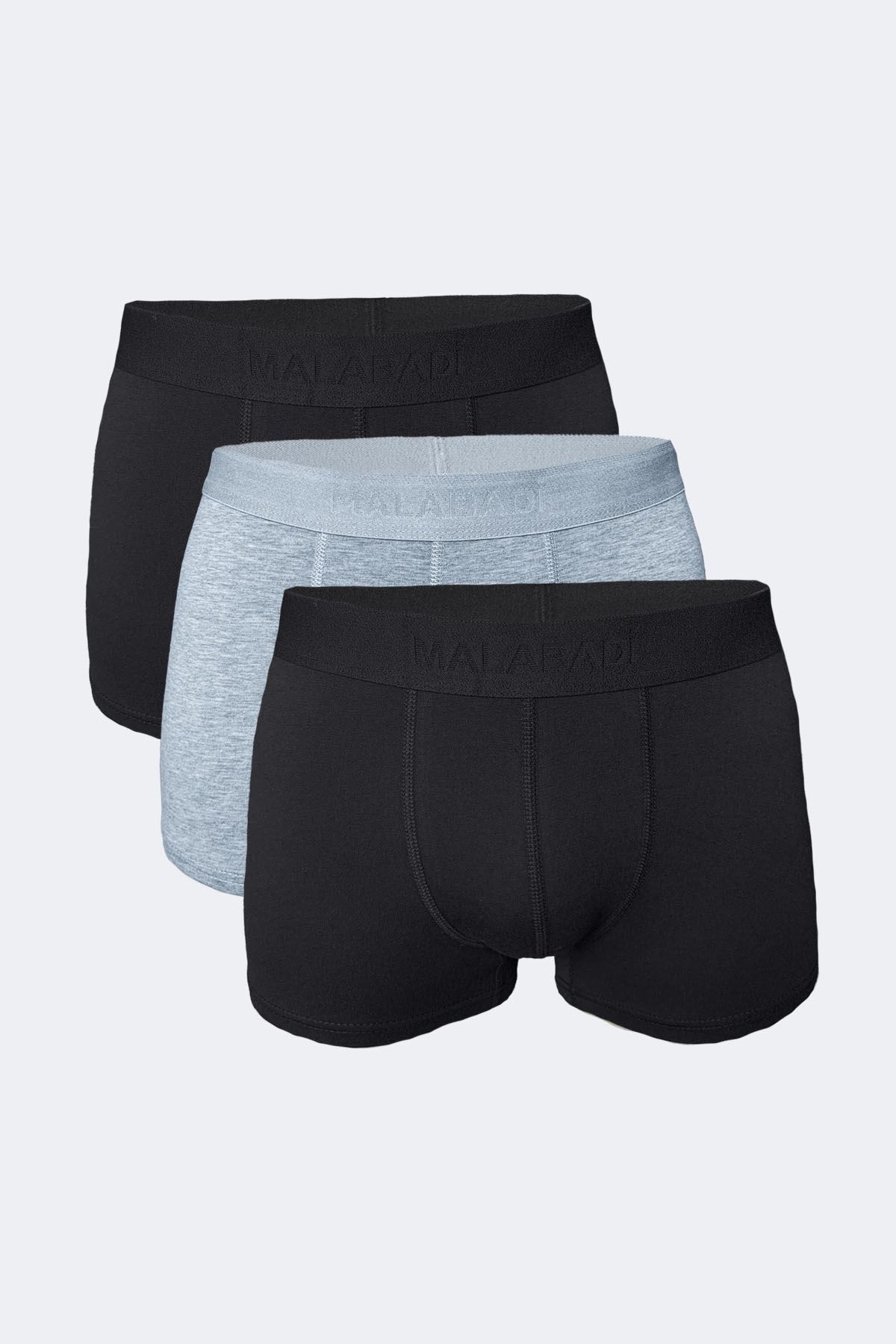 Malabadi Erkek Siyah Gri 3 lü Paket Modal Kısa Boxer 011 