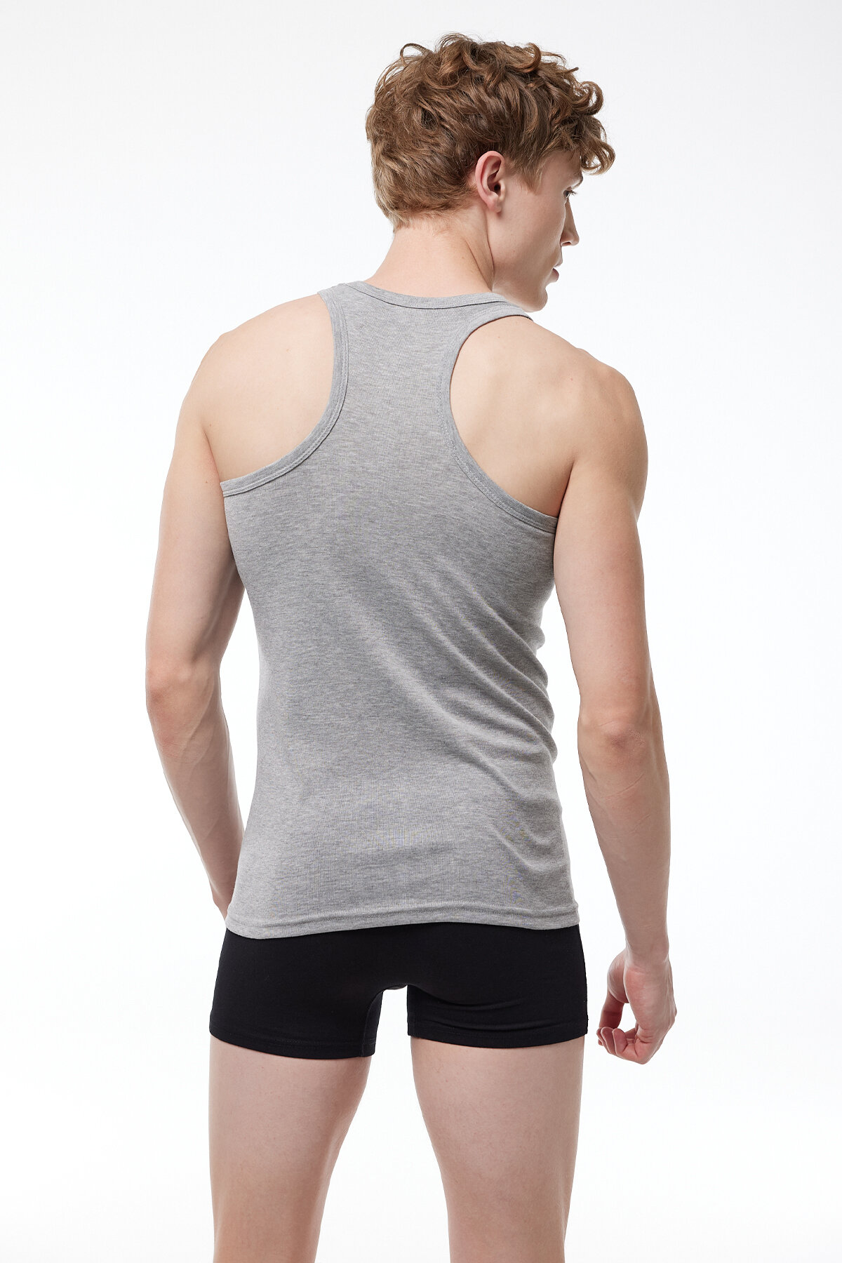 Malabadi Erkek Siyah Gri 6 Lı Paket %100 Pamuk Ribana Sporcu Atleti 039-E - 7