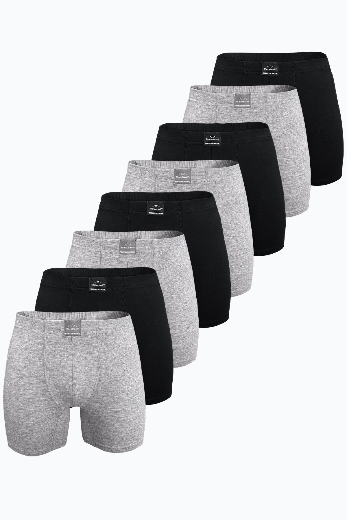 Malabadi Erkek Siyah Gri 8 li Premium Collection Modal Uzun Boxer 8M250 