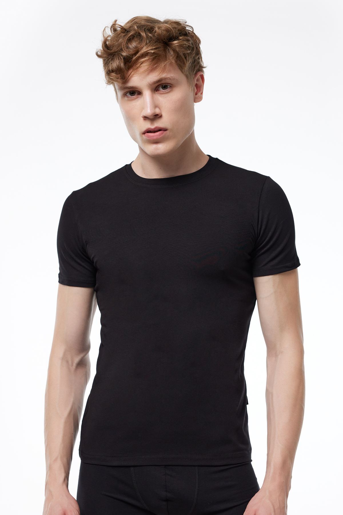 Malabadi Erkek Siyah Yuvarlak Yaka Kısa Kollu Modal T-shirt Body 030 - 1