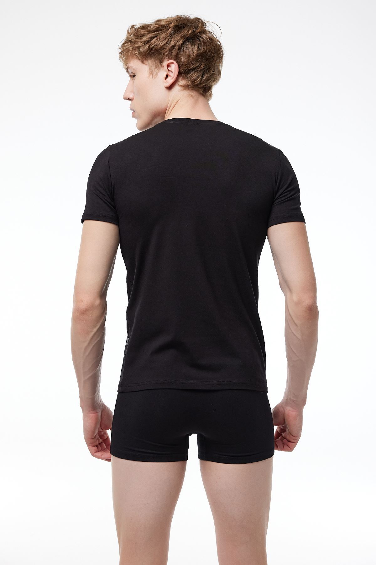Malabadi Erkek Siyah Yuvarlak Yaka Kısa Kollu Modal T-shirt Body 030 - 2