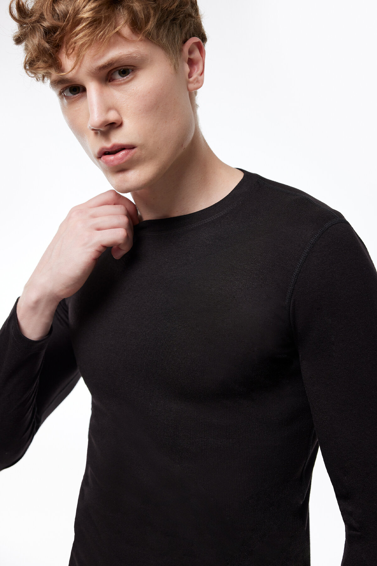 Malabadi Erkek Siyah Yuvarlak Yaka Uzun Kollu Viloft Termal Üst İçlik 609 - 2