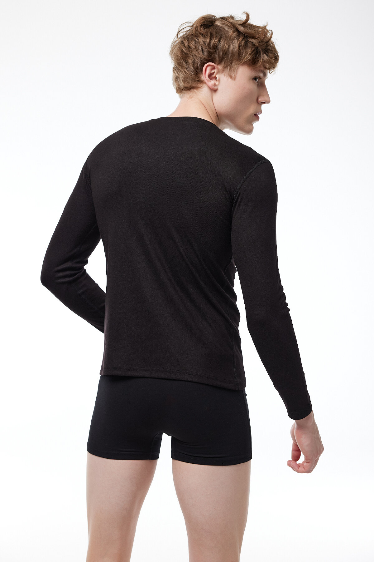 Malabadi Erkek Siyah Yuvarlak Yaka Uzun Kollu Viloft Termal Üst İçlik 609 - 4