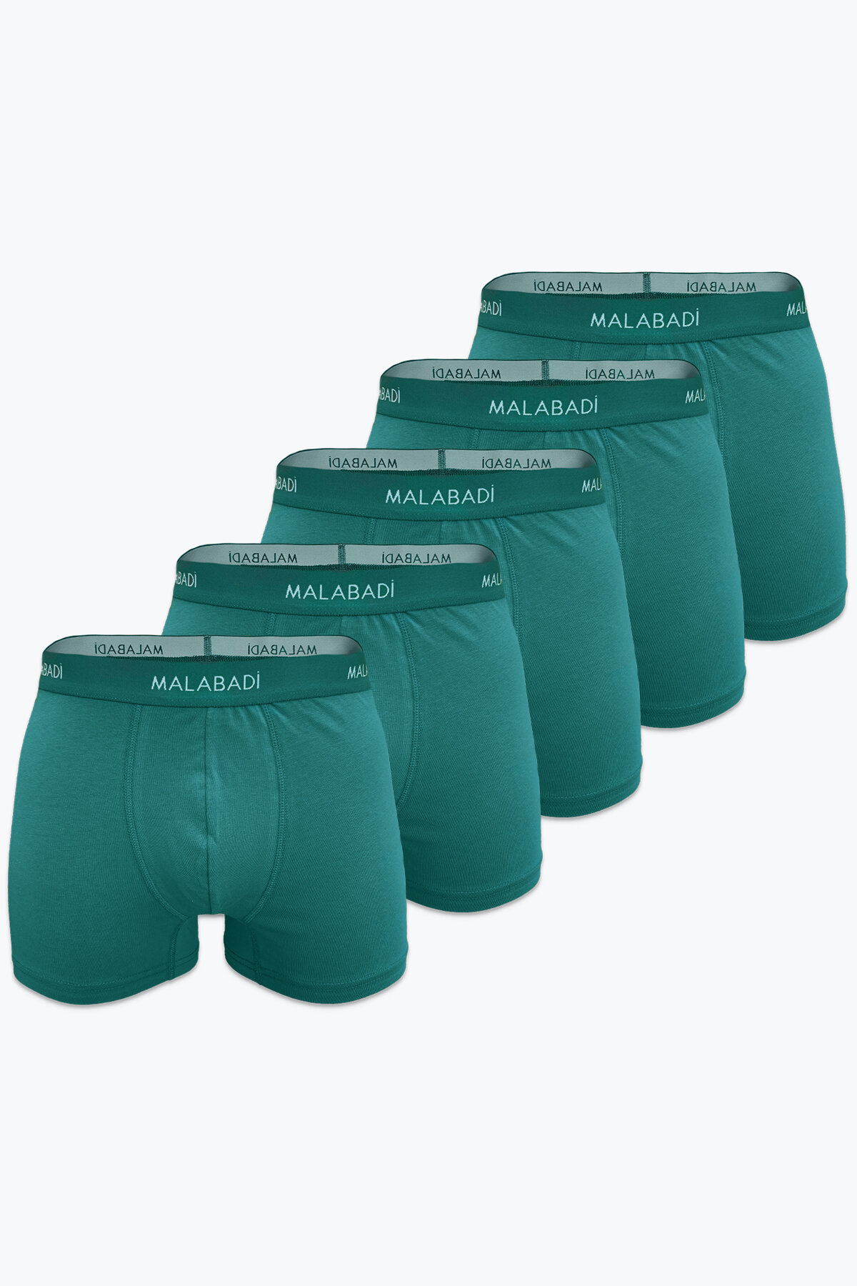 Malabadi Erkek Yeşil 5 Li Pamuk Elastan Boxer 5M075 - Malabadi