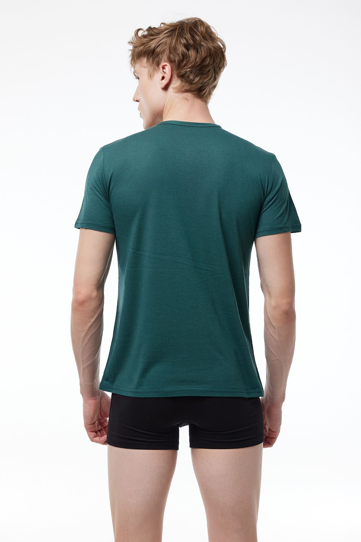 Malabadi Erkek Yeşil Düğmeli Yaka İnce Modal Yaz Serinliği T-Shirt 083 - 2