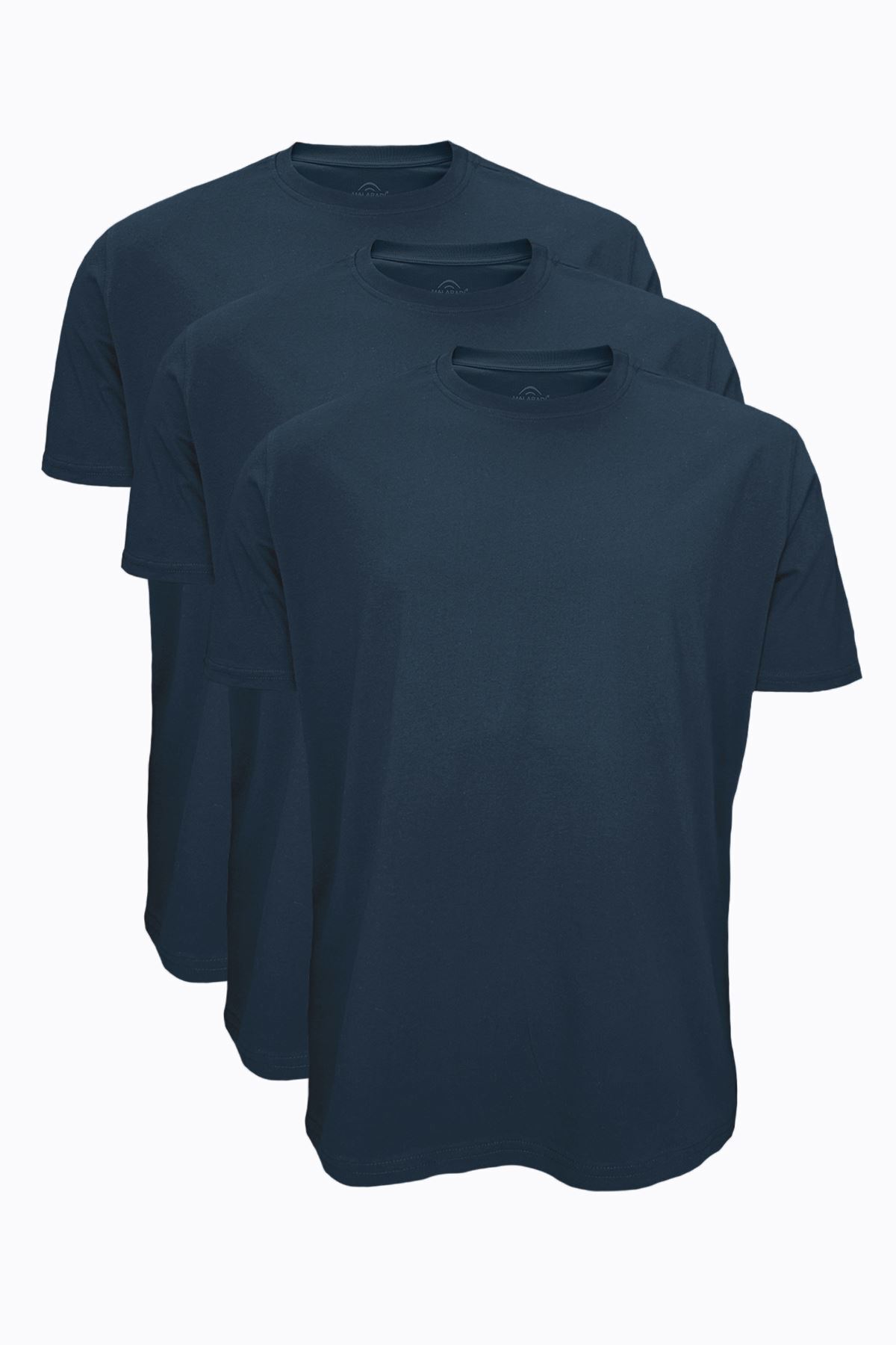 Malabadi Füme 3 lü Erkek Tişört Loose Fit / %100 Pamuk Bol Rahat Kesim 3M6040 - Malabadi