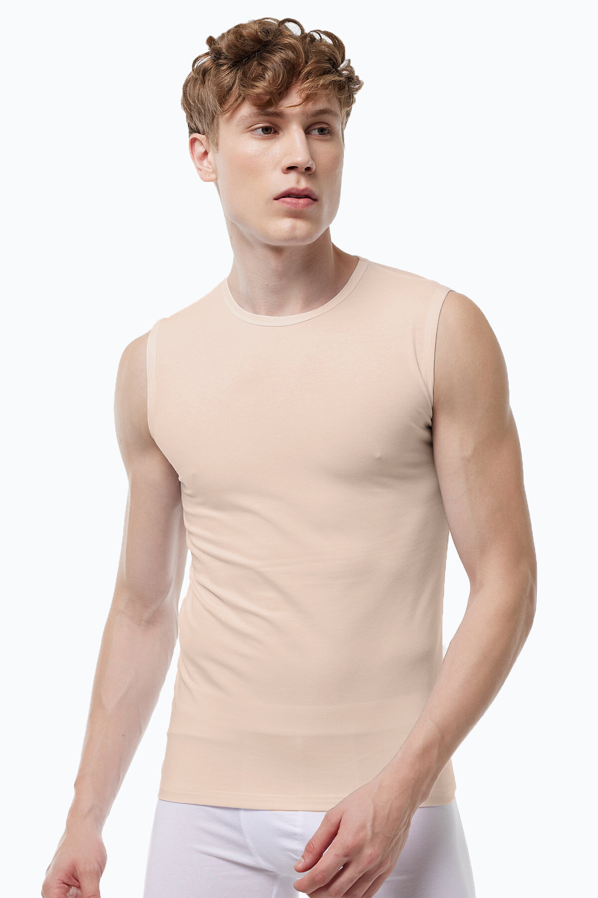 Malabadi Görünmez Atlet Erkek Beyaz Ten Rengi 2 li Paket Sıfır Yaka Iz Yapmayan Modal Kolsuz Atlet 007 - 3