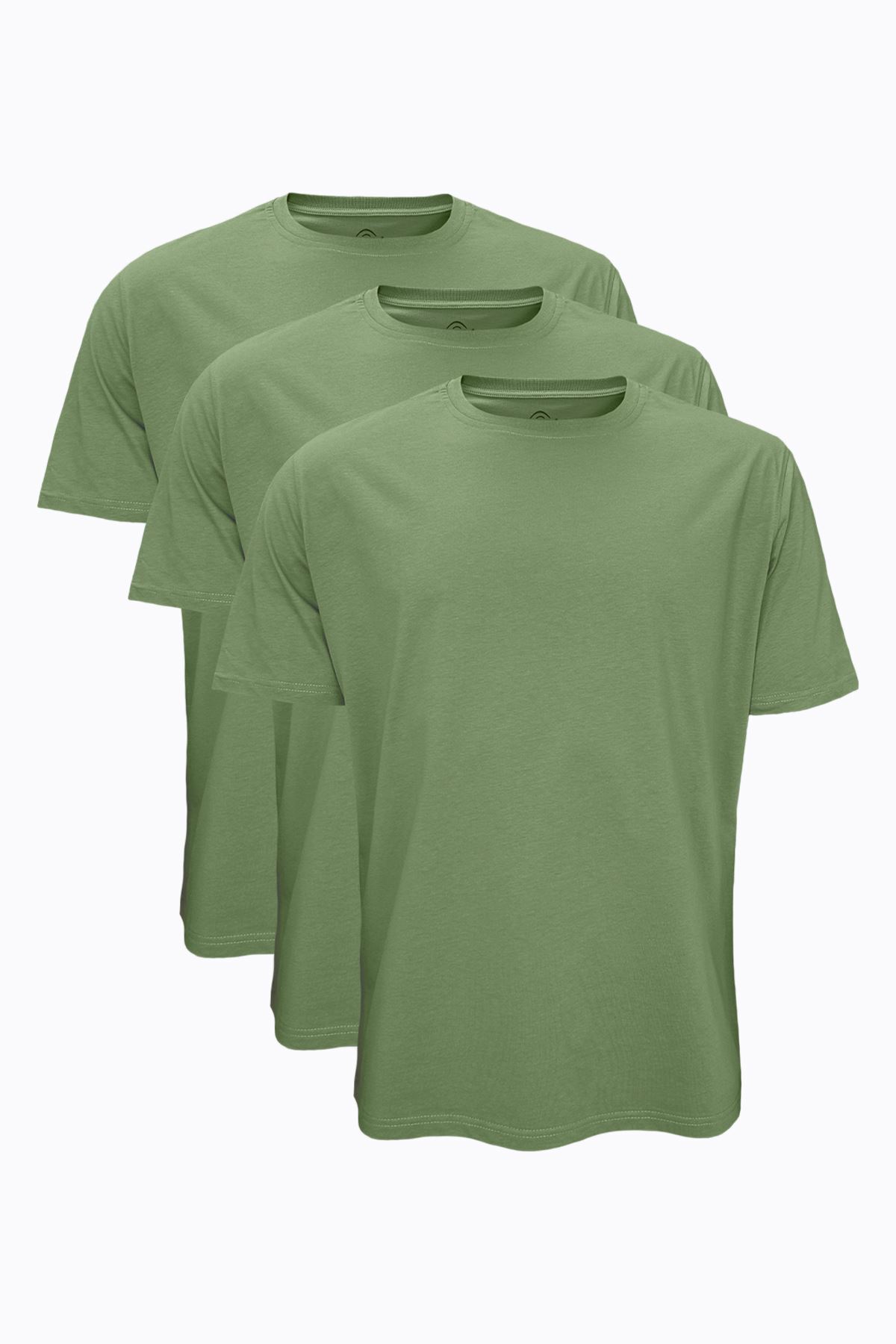 Malabadi Haki 3 lü Erkek Tişört Loose Fit / %100 Pamuk Bol Rahat Kesim 3M6040 - 1