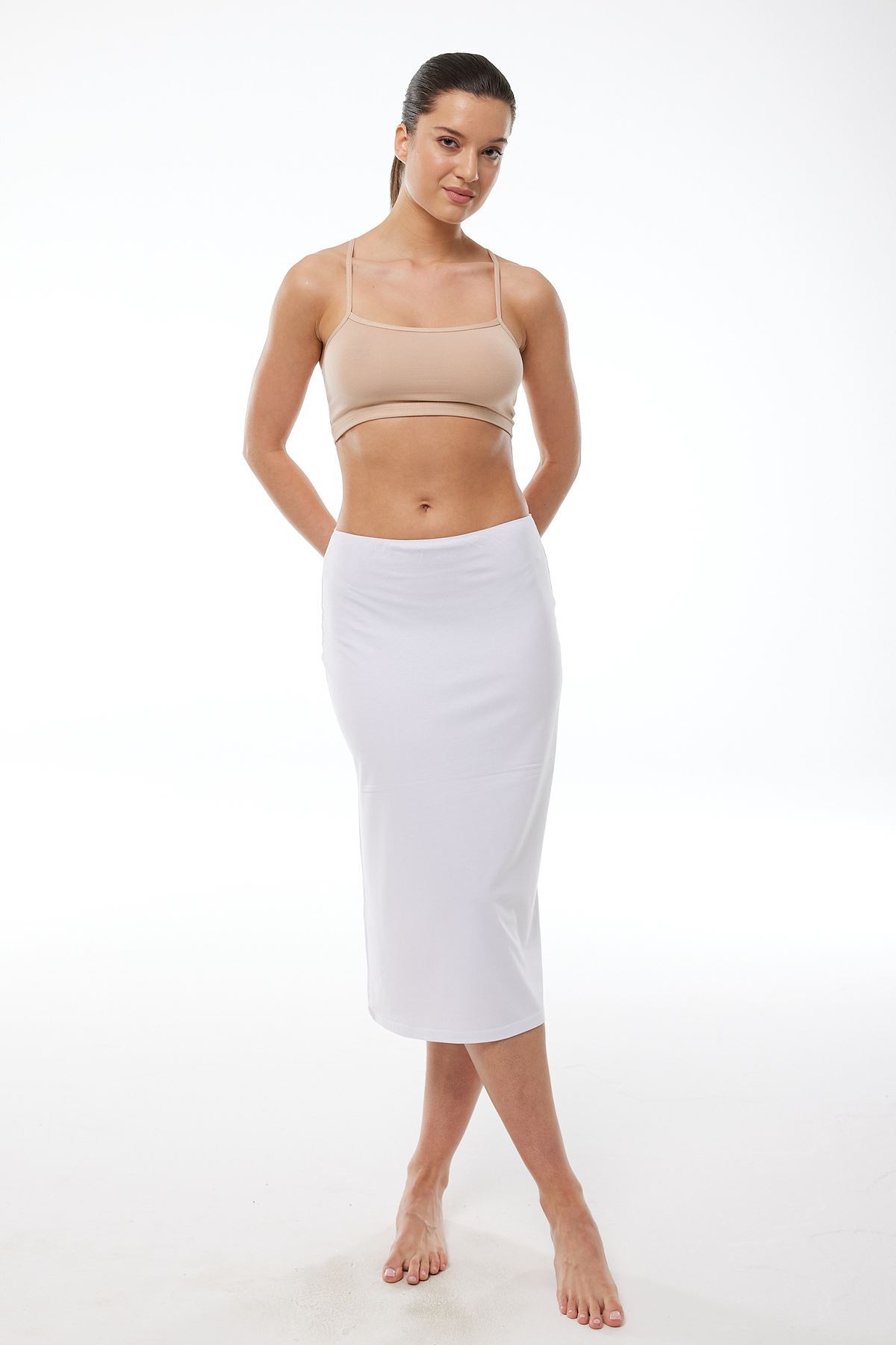 Malabadi Kadın 2 li Beyaz Tam Boy Uzun Etek Astarı Modal Jüpon 2M1061 - 3