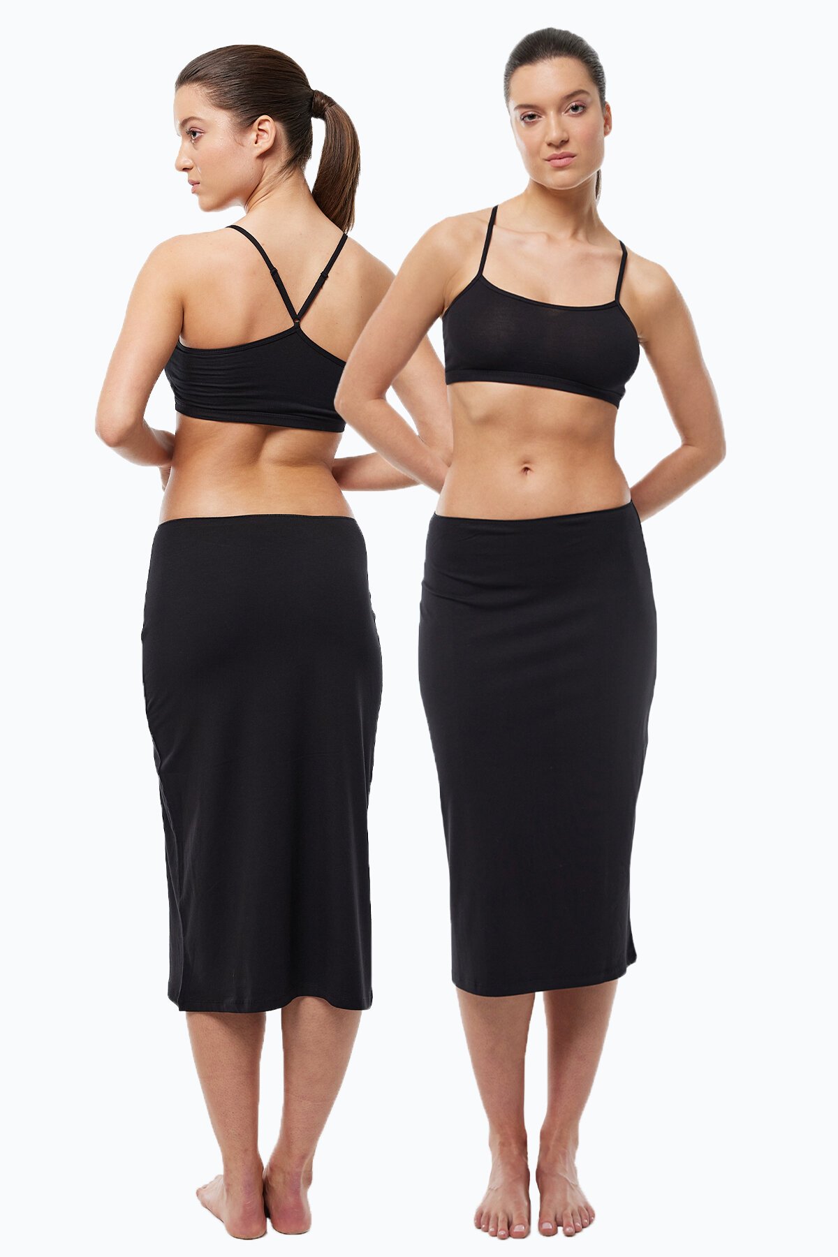 Malabadi Kadın 2 li Siyah Tam Boy Uzun Etek Astarı Modal Jüpon 2M1061 - 1