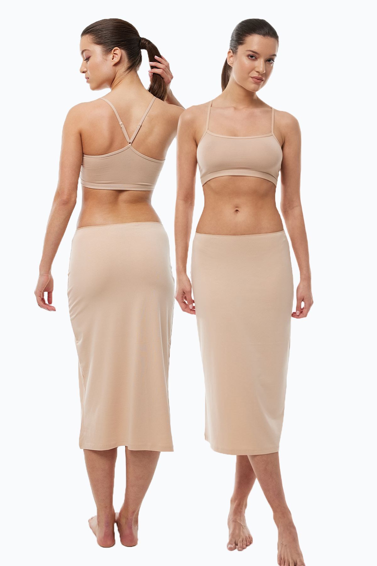 Malabadi Kadın 2 li Ten Rengi Tam Boy Uzun Etek Astarı Modal Jüpon 2M1061 - 1