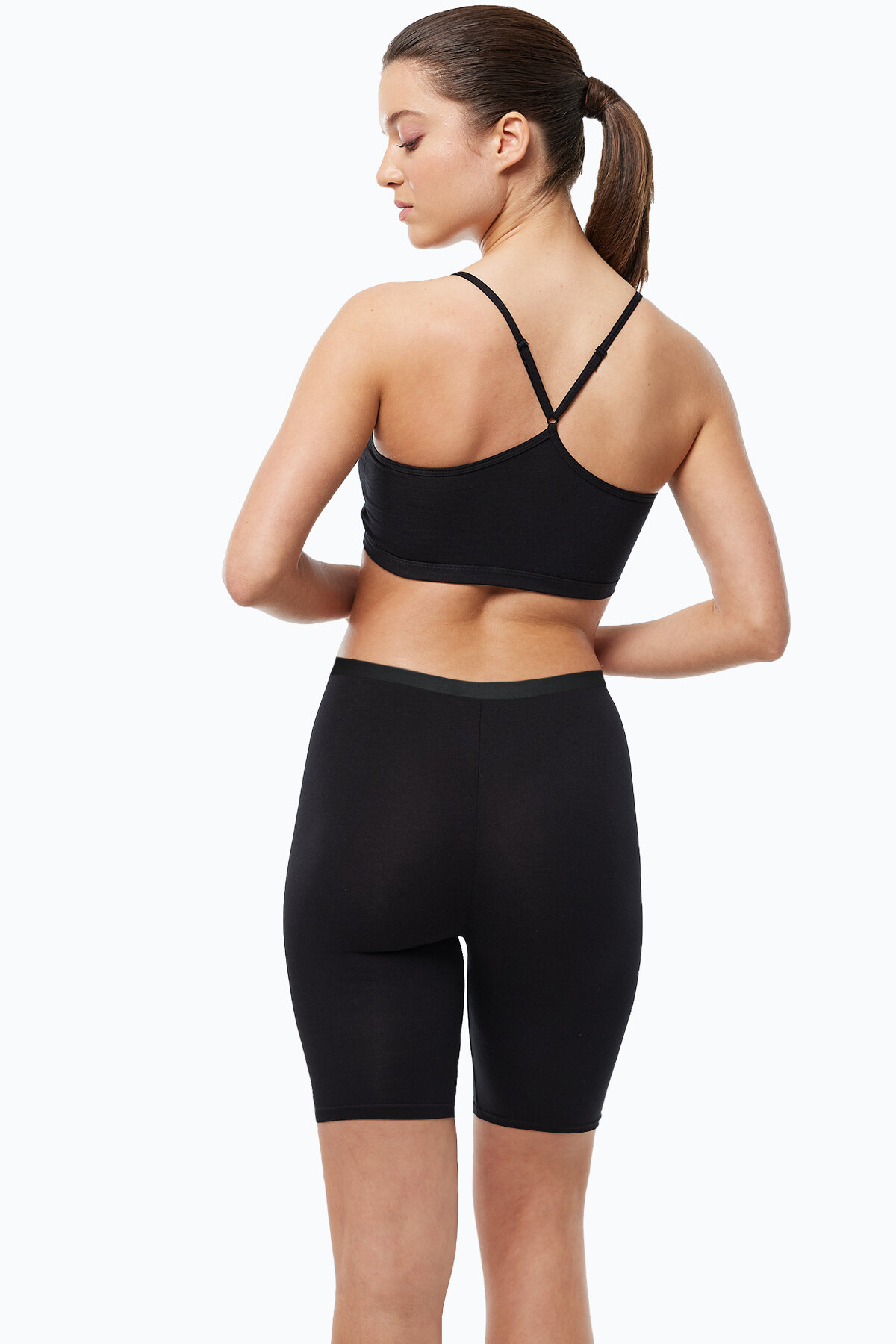 Malabadi Kadın 3 Adet Siyah Dizüstü İz Yapmayan Modal Yüksek Bel Tayt 3M113 - 4