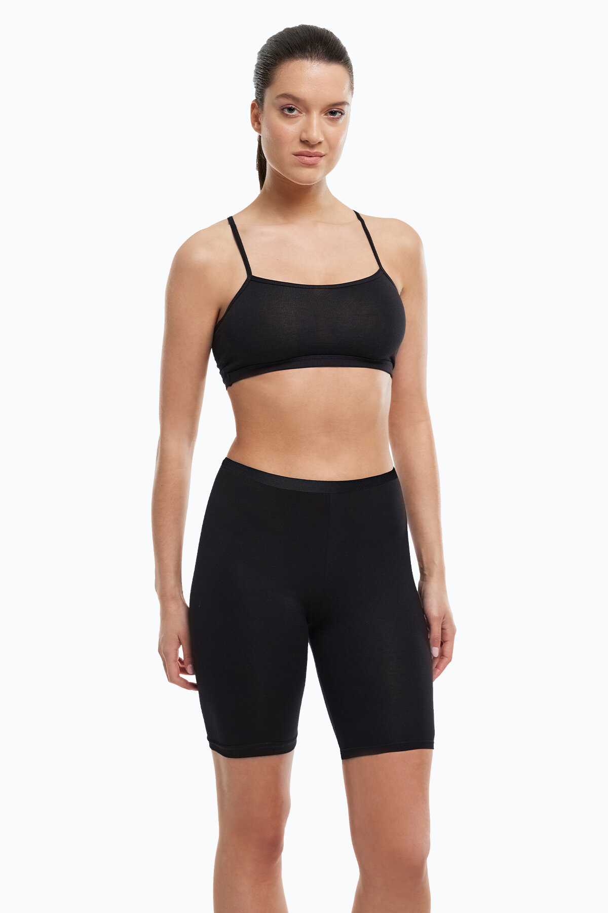 Malabadi Kadın 3 Adet Siyah Dizüstü İz Yapmayan Modal Yüksek Bel Tayt 3M113 - 3