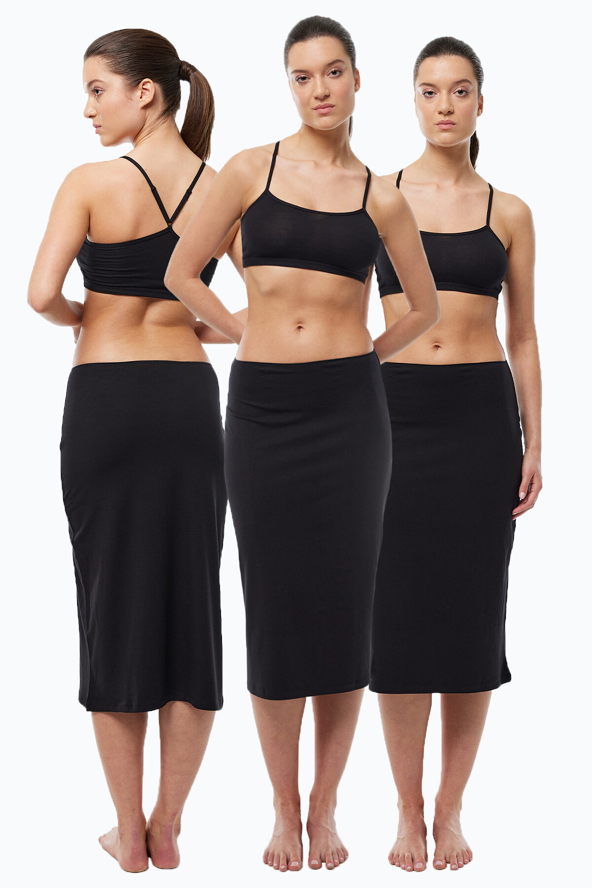 Malabadi Kadın 3 lü Siyah Tam Boy Uzun Etek Astarı Modal Jüpon 3M1061 - Malabadi