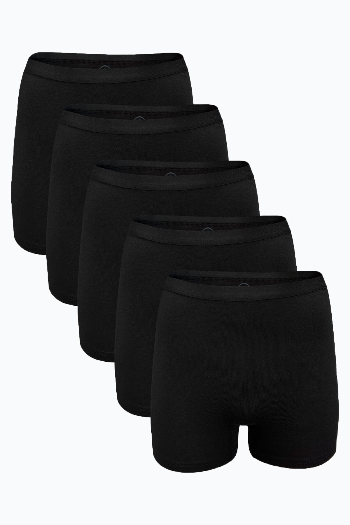 Malabadi Kadın 5 li Siyah İz Yapmayan Modal Yüksek Bel Boxer 5M108 - 1