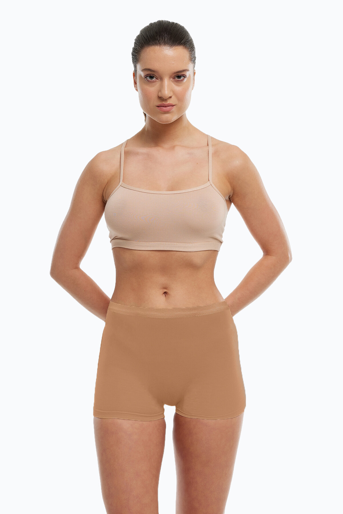 Malabadi Kadın 5'li Cappuccino Görünmez İz Yapmayan Modal Yüksek Bel Boxer 5M108 - 2