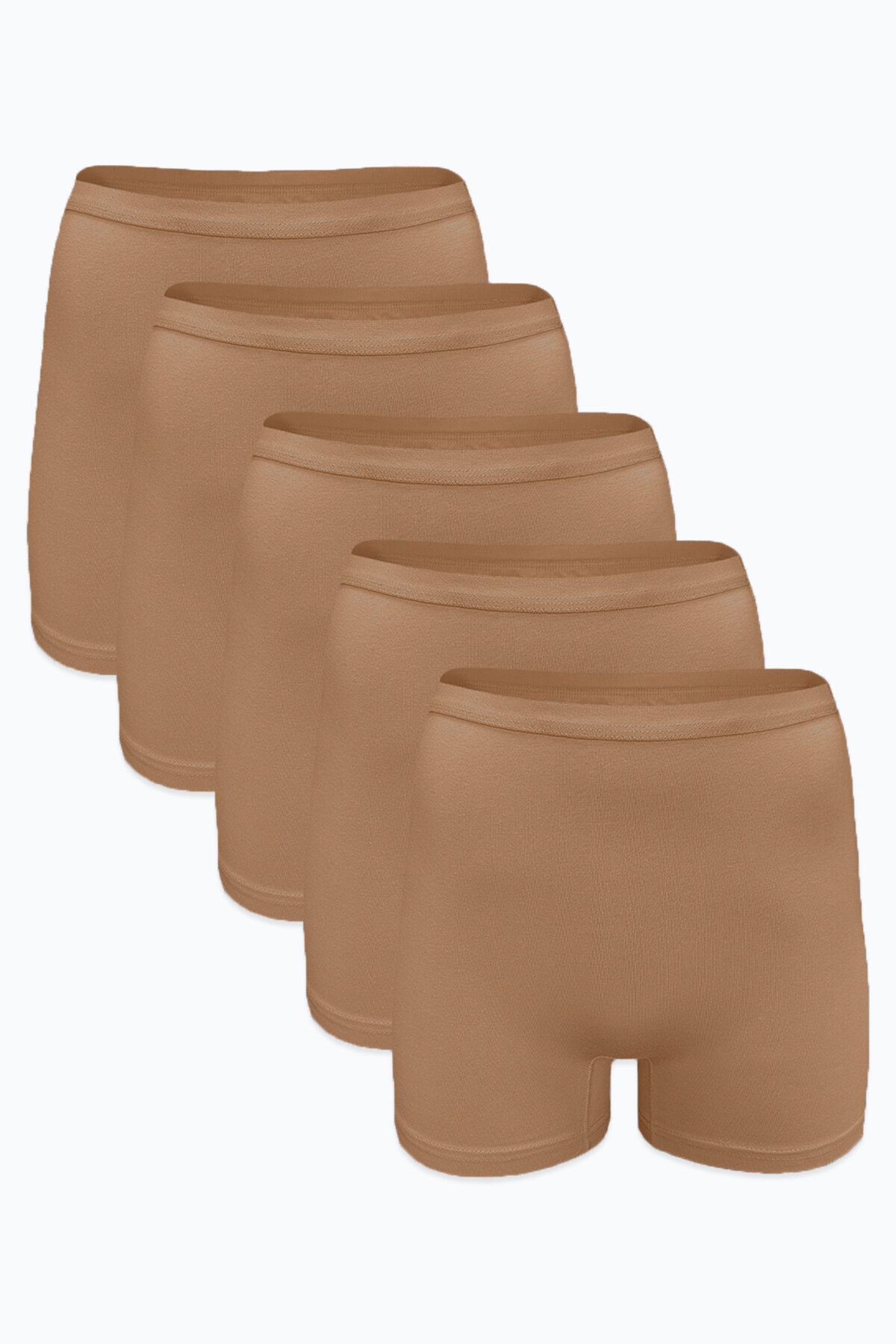 Malabadi Kadın 5'li Cappuccino Görünmez İz Yapmayan Modal Yüksek Bel Boxer 5M108 - 1