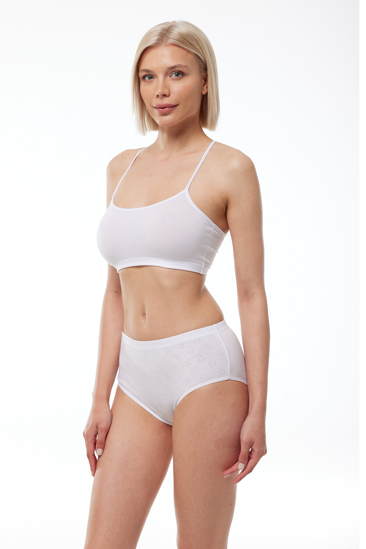 Malabadi Kadın Beyaz 6 Lı Paket %100 Pamuk Yüksek Bel Jakarlı Slip Külot 351 - 2