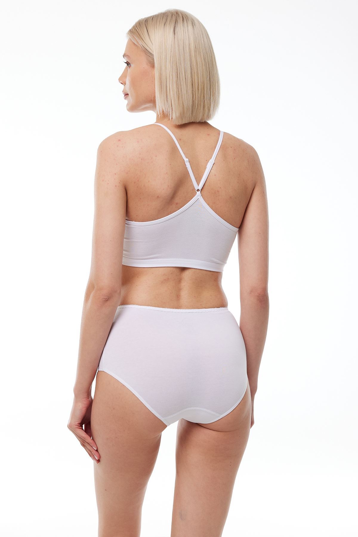 Malabadi Kadın Beyaz 6 lı Paket Pamuk Elastan Sabrina Yüksek Bel Slip Külot 114 - 3
