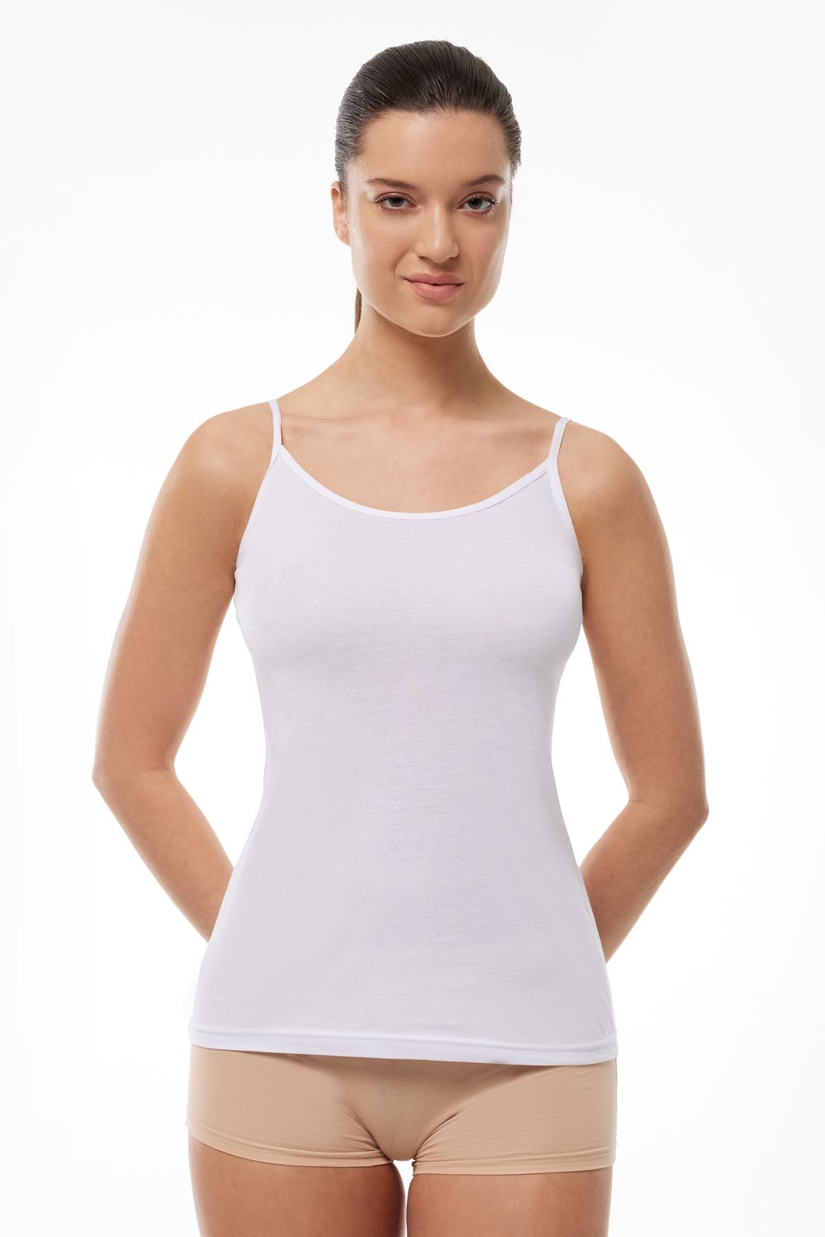 Malabadi Kadın Beyaz Ayarlanabilir İp Askılı İnce Yaz Atleti 171 - Malabadi