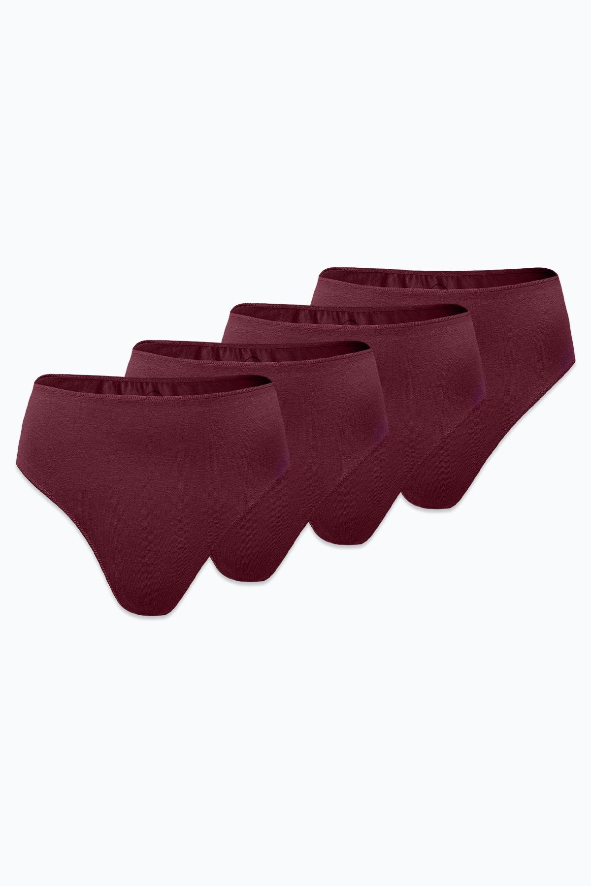 Malabadi Kadın Bordo 4 lü Paket Modal Yüksek Bel String Tanga 4M178 - 1