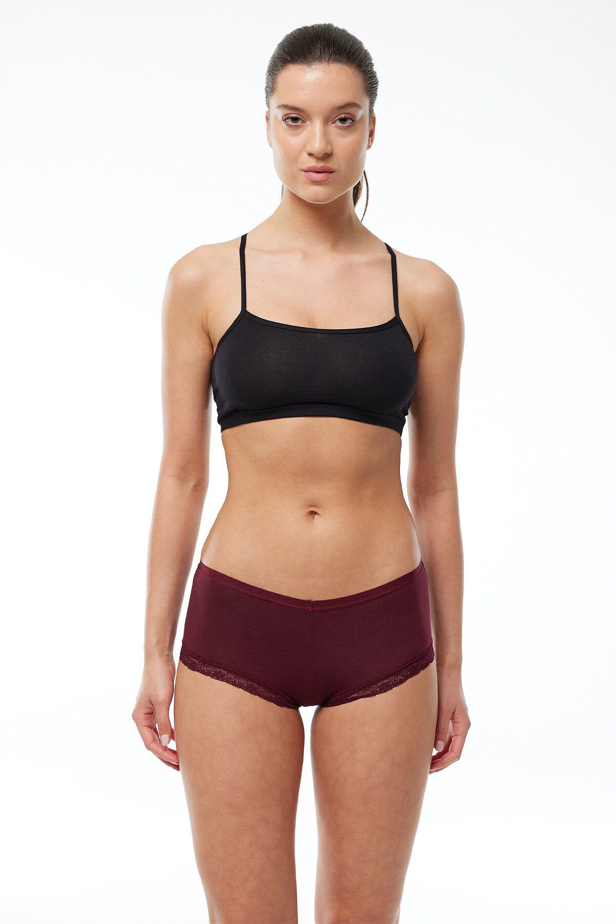 Malabadi Kadın Bordo 6 Lı Paket Geniş Kenarlı Dantelli Modal Külot 1908 - 2