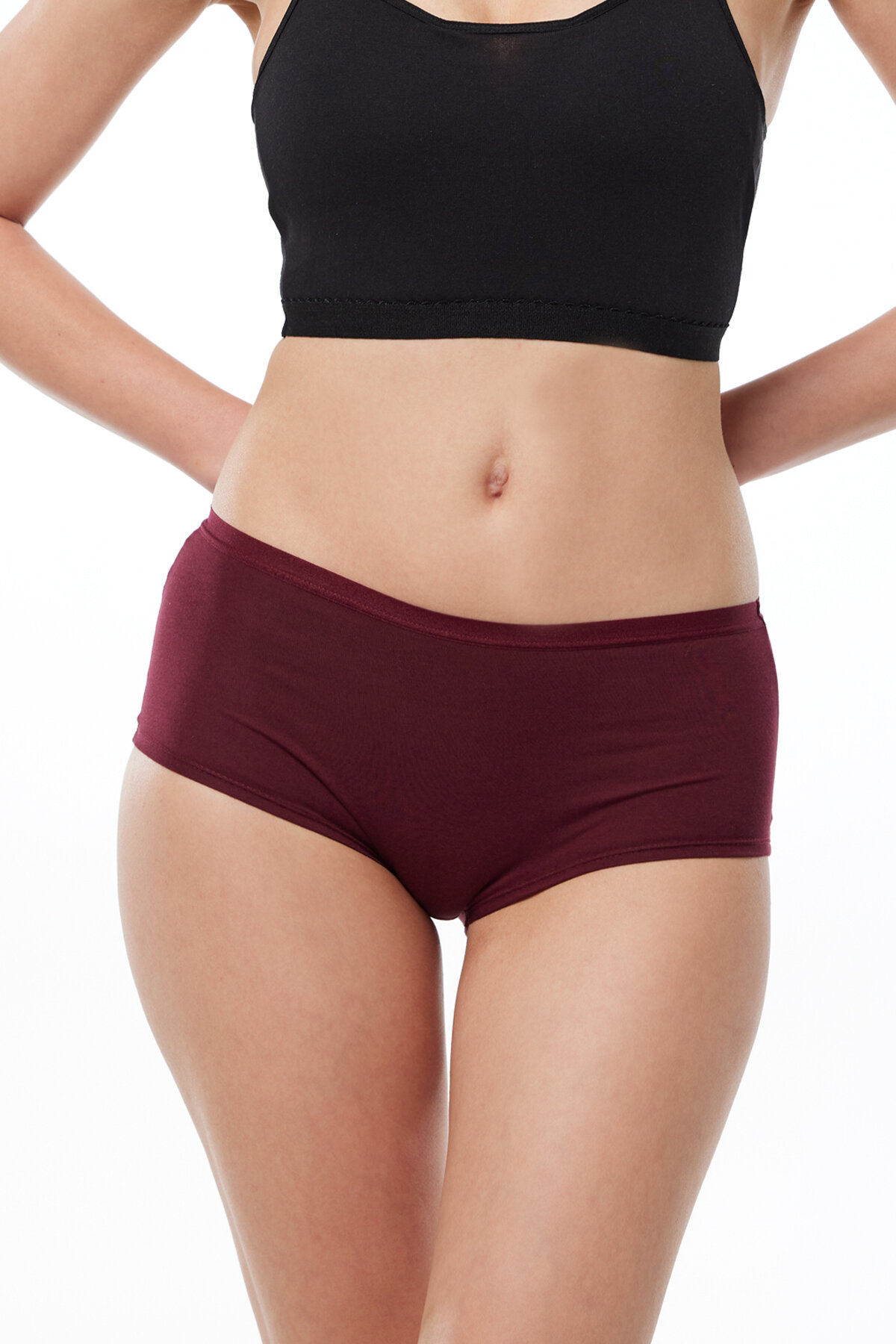 Malabadi Kadın Bordo Ekru Lacivert 7 Li Paket Geniş Kenarlı İz Yapmayan Modal Külot 7M1906 - 2