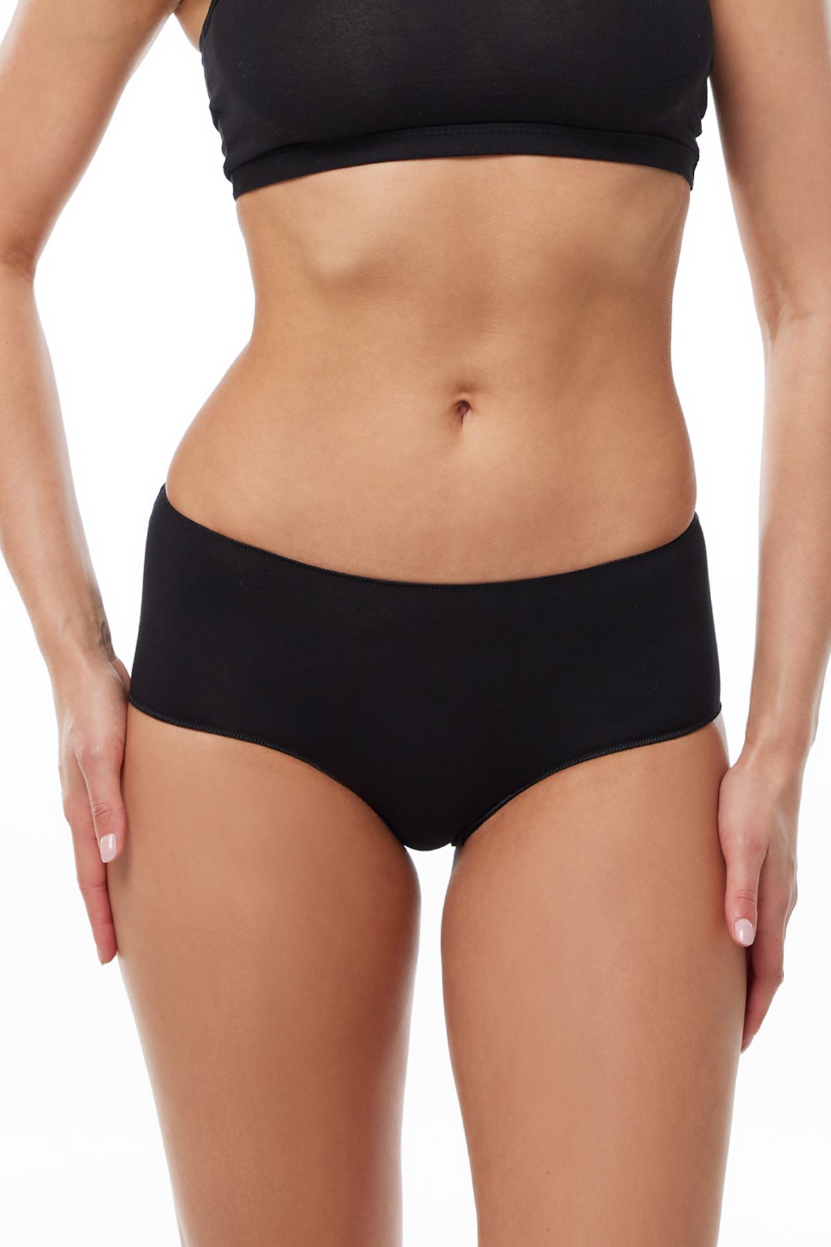 Malabadi Kadın Siyah 2 li Paket Geniş Kenarlı Modal Slip Külot 1126 - 1