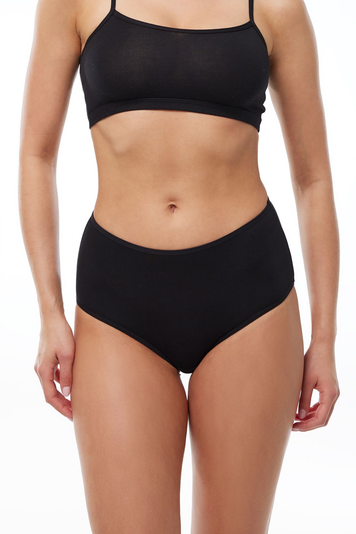 Malabadi Kadın Siyah 2 li Paket Modal Yüksek Bel Bato Slip Külot 1030 - 1