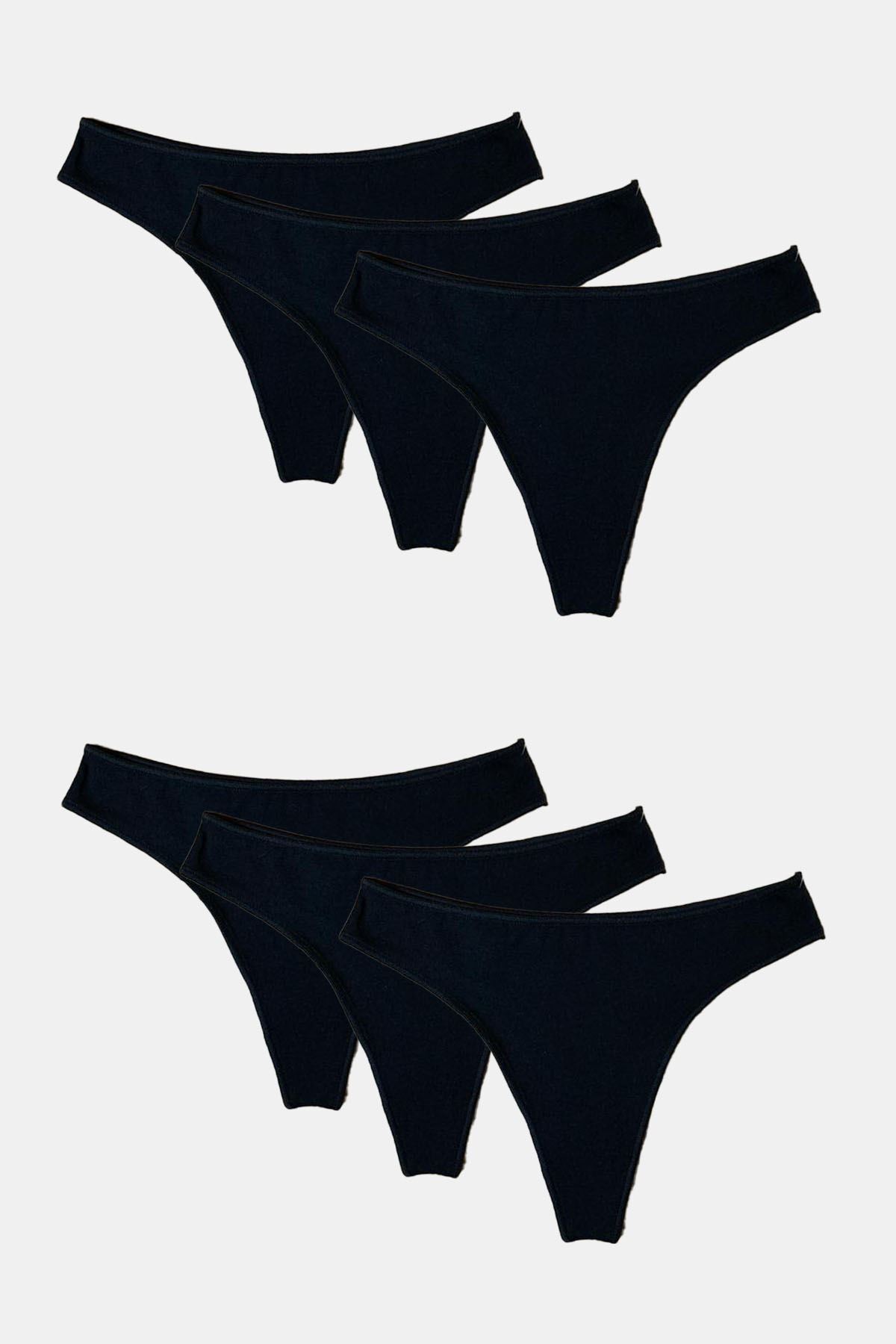 Malabadi Kadın Siyah 6 lı Paket Modal String Tanga 186 - 1