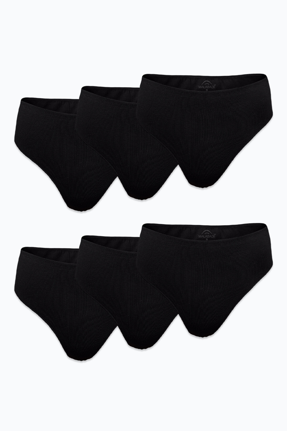 Malabadi Kadın Siyah 6 lı Paket Modal Yüksek Bel String Tanga 6M178 - 1
