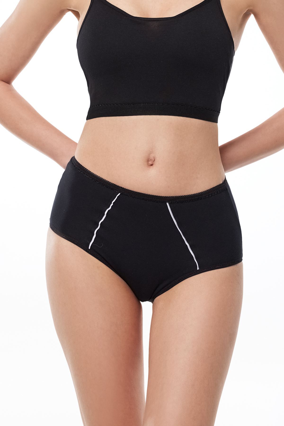 Malabadi Kadın Siyah 6 Lı Paket Pamuk Elastan Sabrina Yüksek Bel Slip Külot 114 - 1