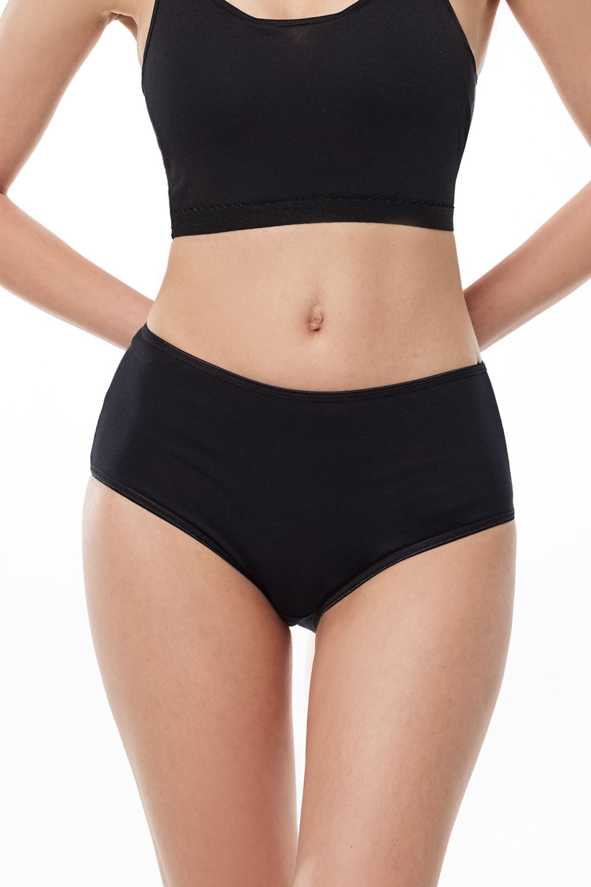 Malabadi Kadın Siyah 6 Lı Paket Pamuk Elastan Yüksek Bel Slip Külot 125 - 1