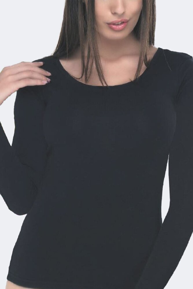 Malabadi Kadın Siyah Açık Yaka Açık Sırt Uzun Kollu Body 1409 - 2
