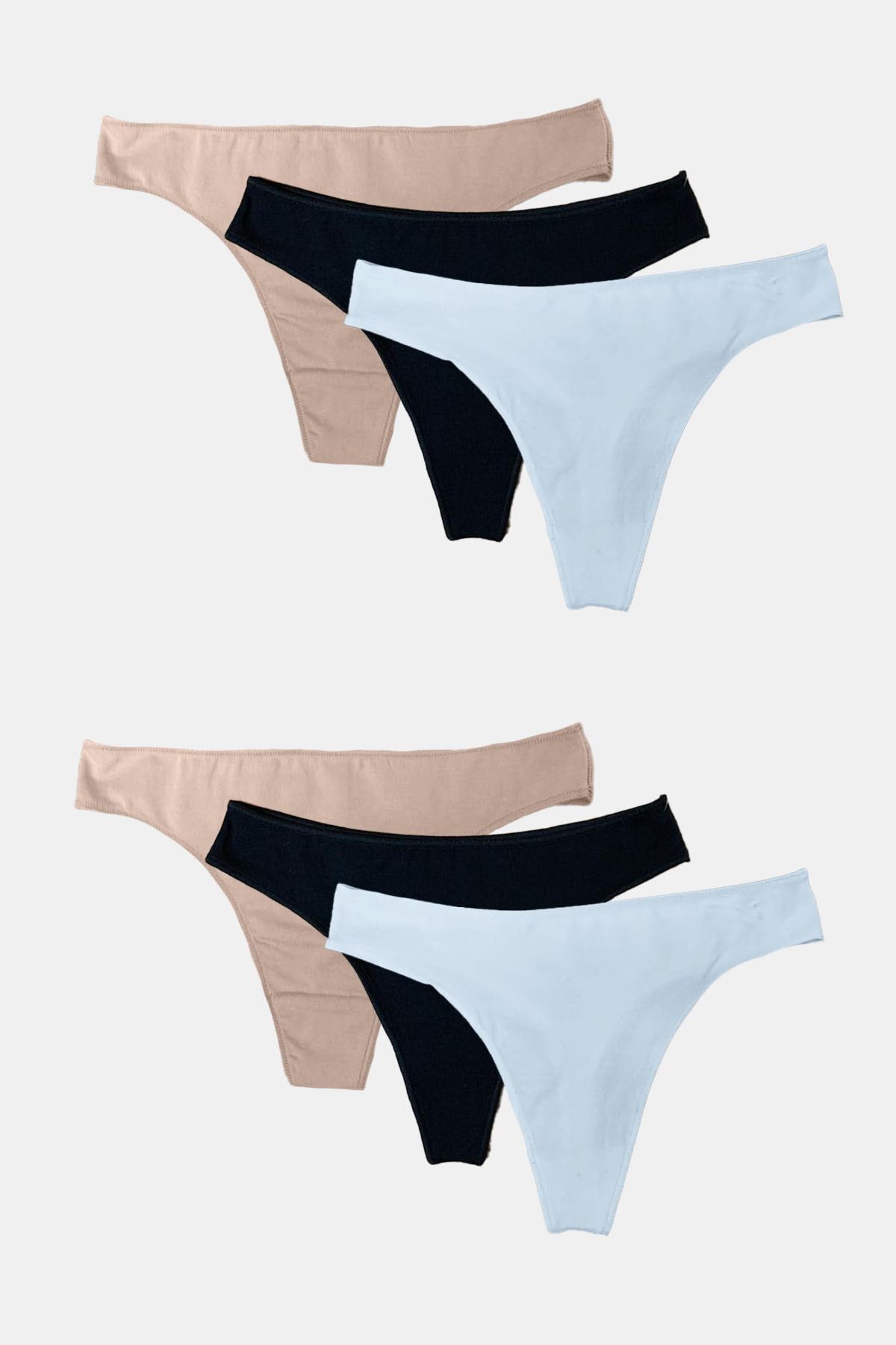 Malabadi Kadın Siyah Beyaz Ten 6 lı Paket Modal String Tanga 186 - 1