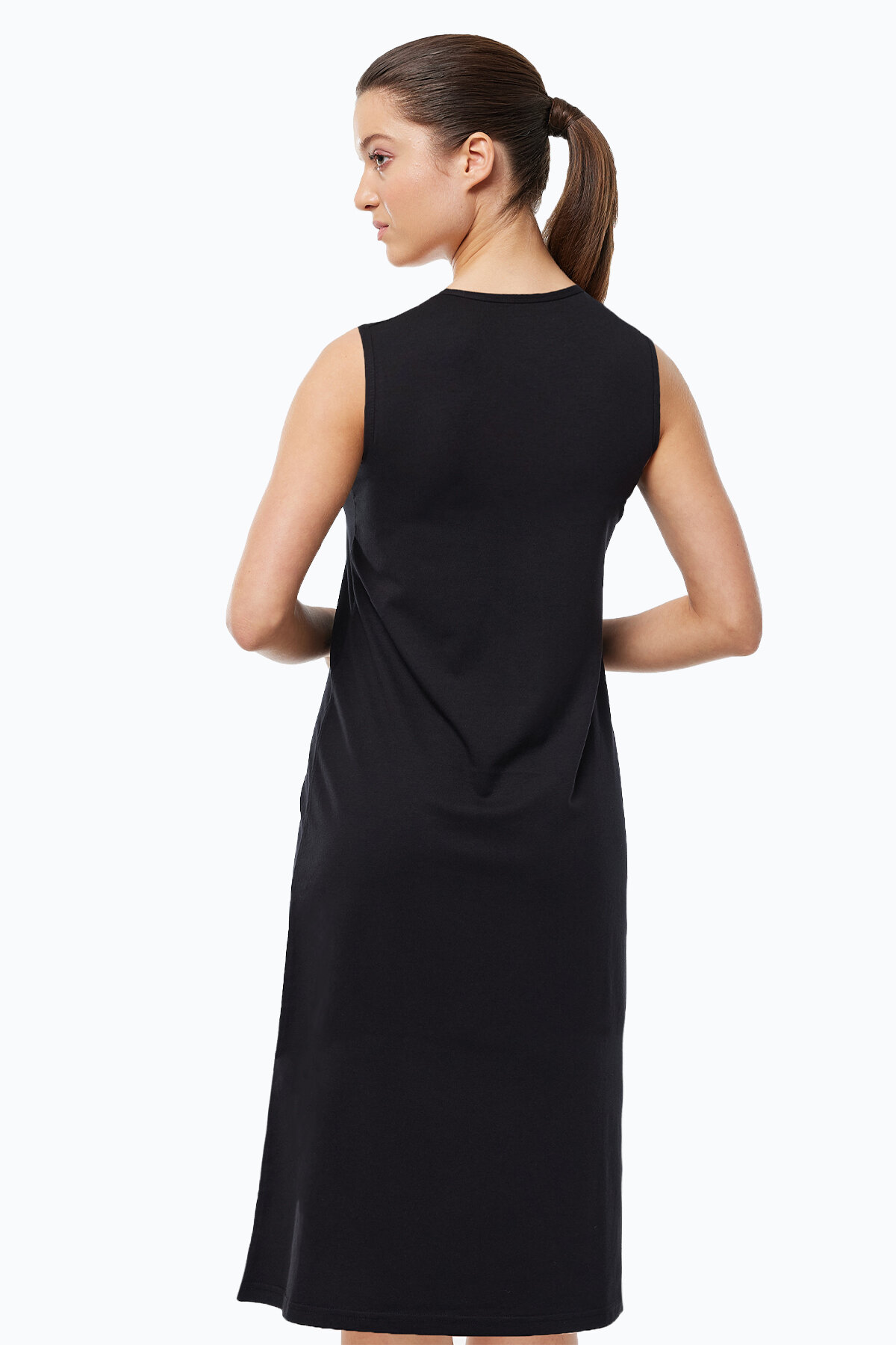 Malabadi Kadın Siyah Beyaz Ten Rengi 3 lü Set Uzun Kolsuz Elbise Astarı Modal Kombinezon 3M1049 - 6