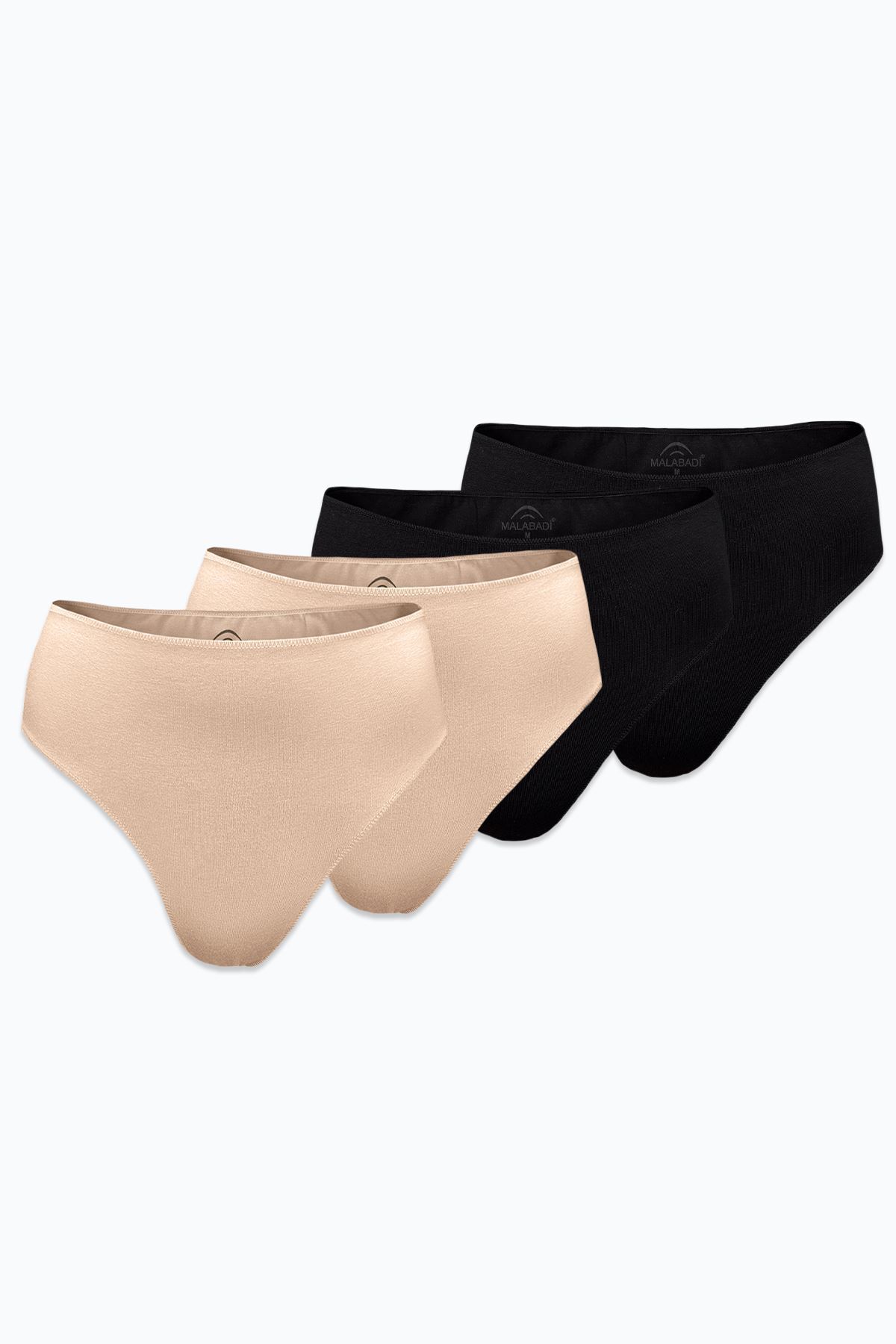 Malabadi Kadın Siyah Ten Rengi 4 lü Paket Modal Yüksek Bel String Tanga 4M178 - 1