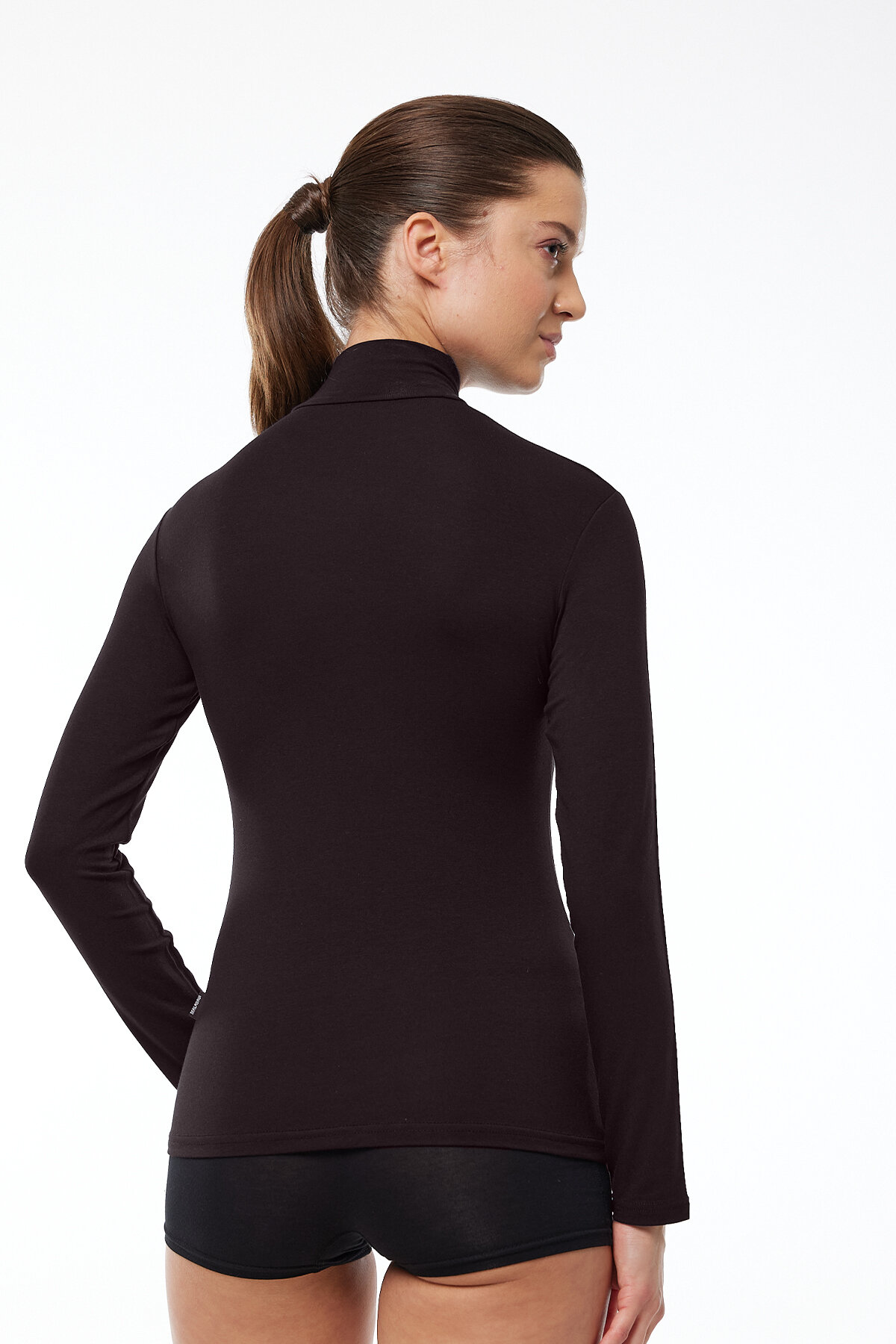 Malabadi Kadın Kahve Uzun Kollu Yarım Balıkçı Yaka Modal Body 180 - 4