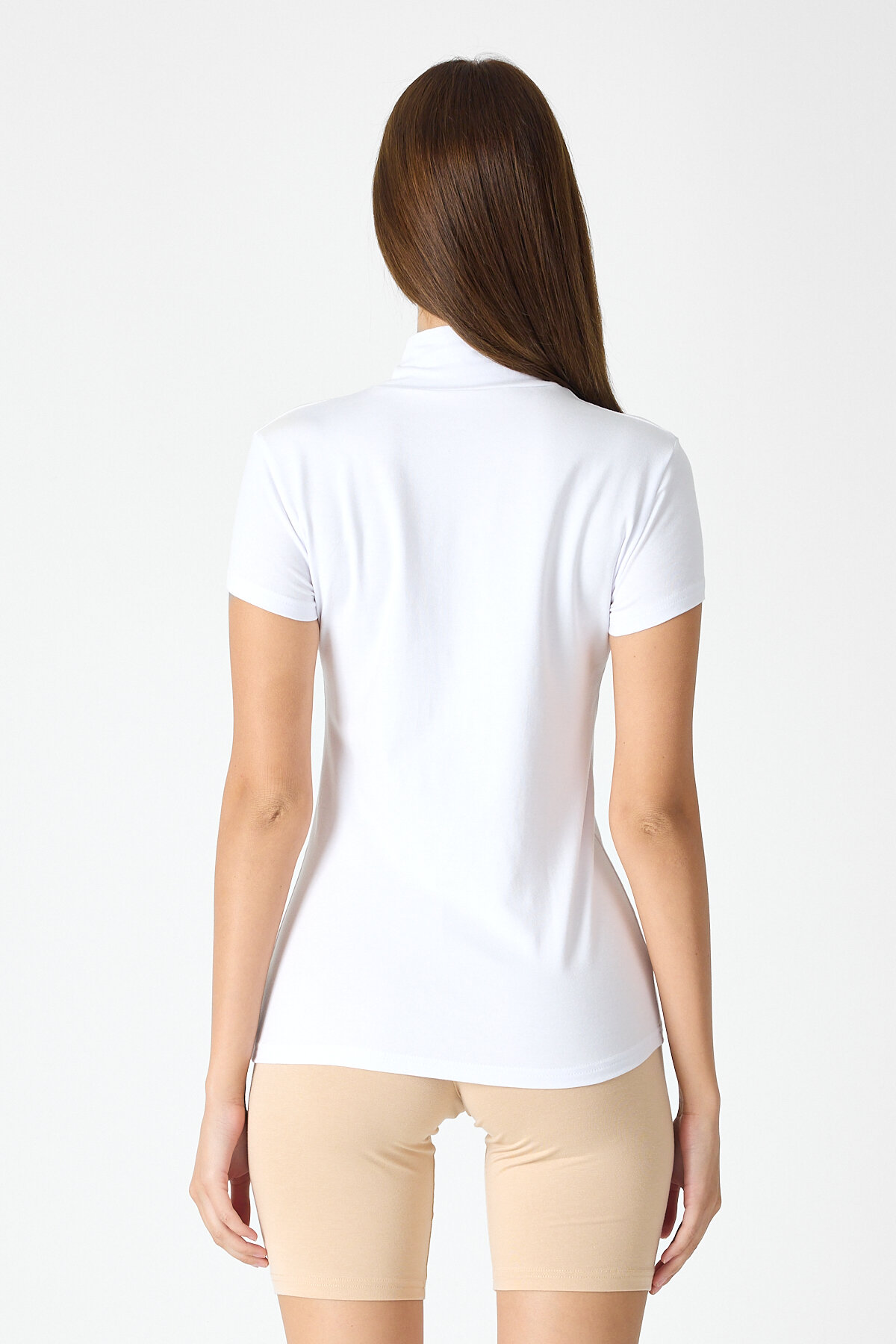 Malabadi Kadın Beyaz Kısa Kollu Yarım Balıkçı Yaka Modal Body 1043 - 6