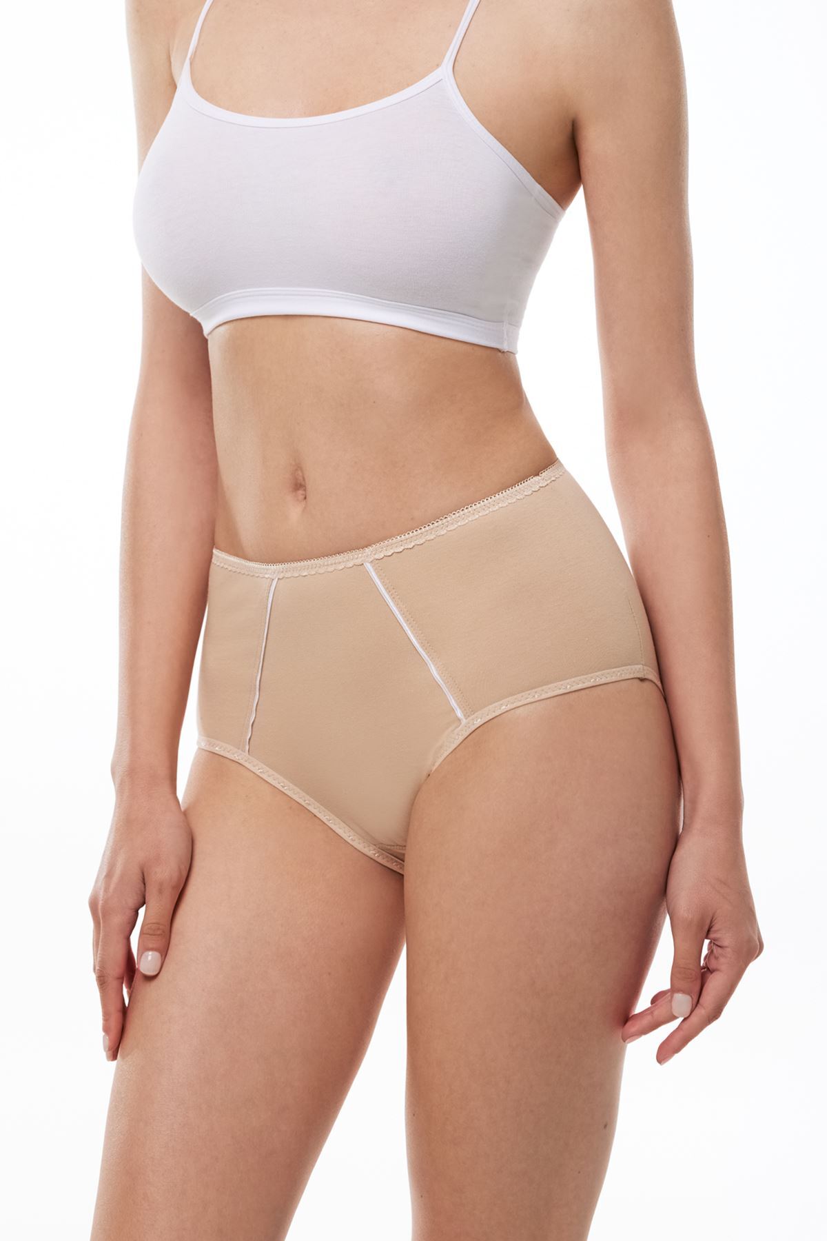 Malabadi Kadın Ten 6 Lı Paket Pamuk Elastan Sabrina Yüksek Bel Slip Külot 114 - Malabadi