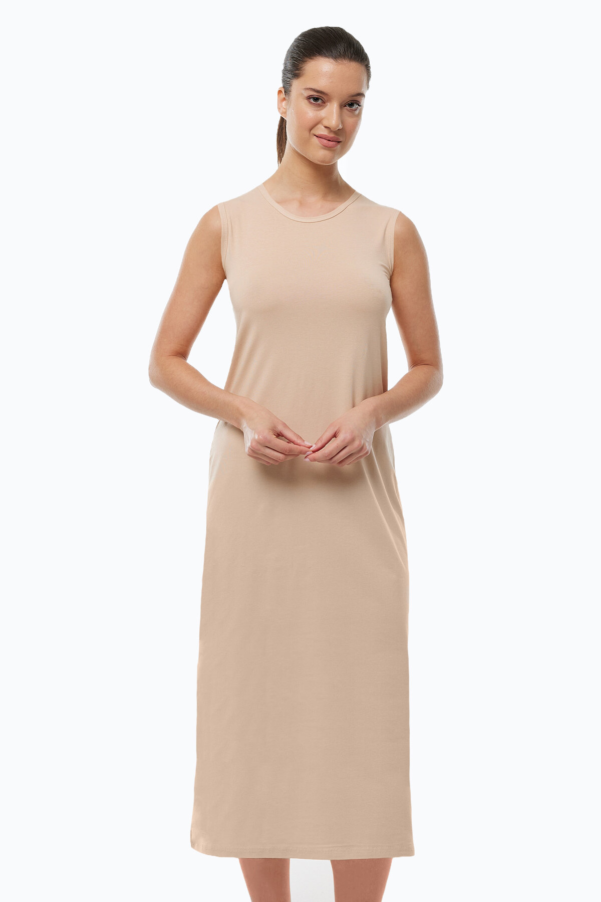 Malabadi Kadın Ten Rengi 3 lü Set Uzun Kolsuz Elbise Astarı Modal Kombinezon 3M1049 - 2