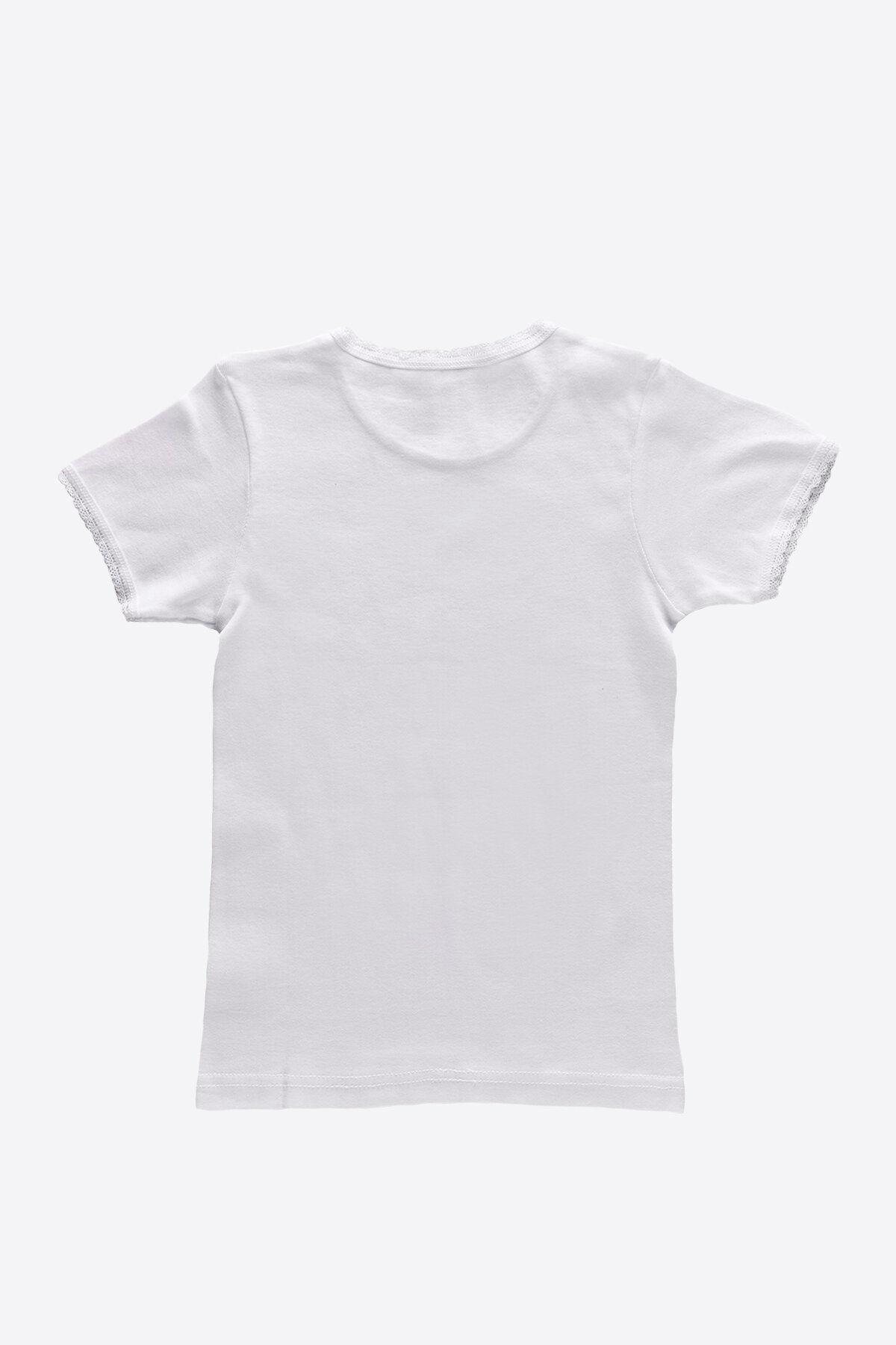 Malabadi Kız Çocuk Beyaz 6 Lı Paket %100 Pamuk Yuvarlak Yaka Kısa Kollu Ribana Fanila 90306-E - 2