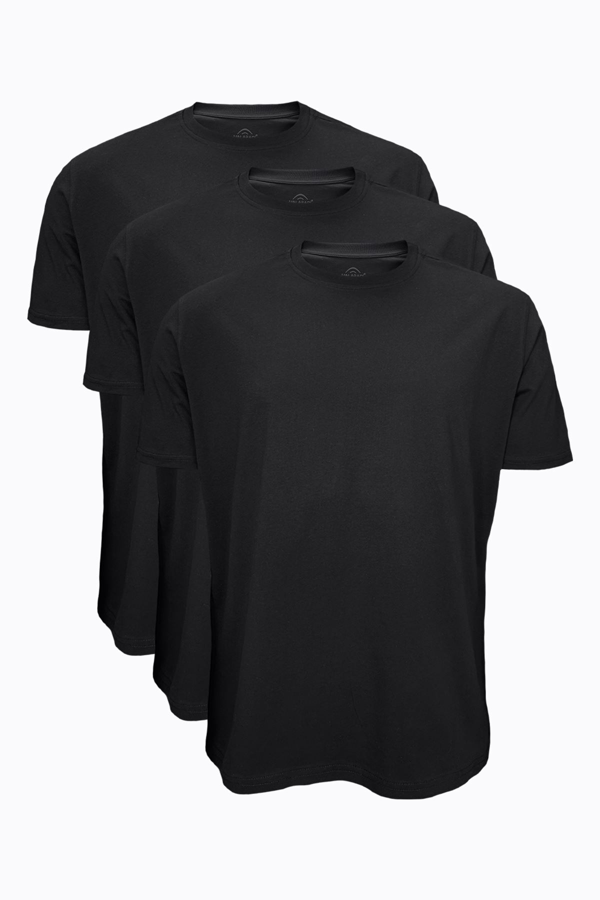 Malabadi Siyah 3 lü Erkek Tişört Loose Fit / %100 Pamuk Bol Rahat Kesim 3M6040 