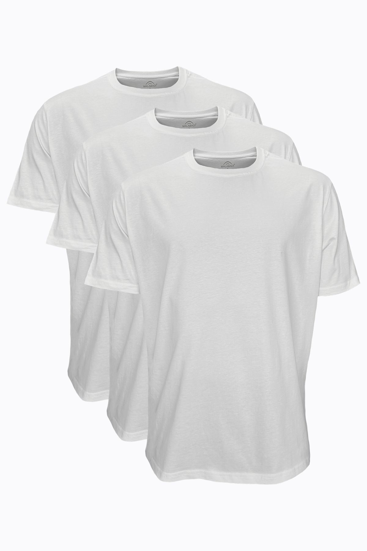 Malabadi Taş Rengi 3 lü Paket Erkek Büyük Beden Tişört Loose Fit / %100 Pamuk Bol Rahat Kesim 3M6041 - 1